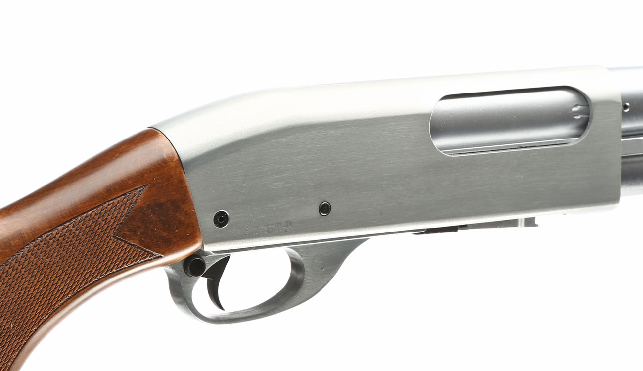 Qingliu M870 Long-Type Shotgun Vollmetall Echtholz Springer 6mm BB silber Bild 7
