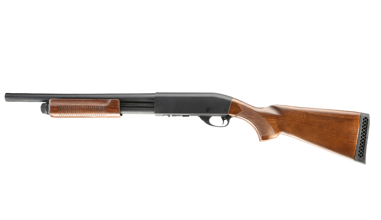 Qingliu M870 Medium-Type Shotgun Vollmetall Echtholz Springer 6mm BB schwarz Bild 1