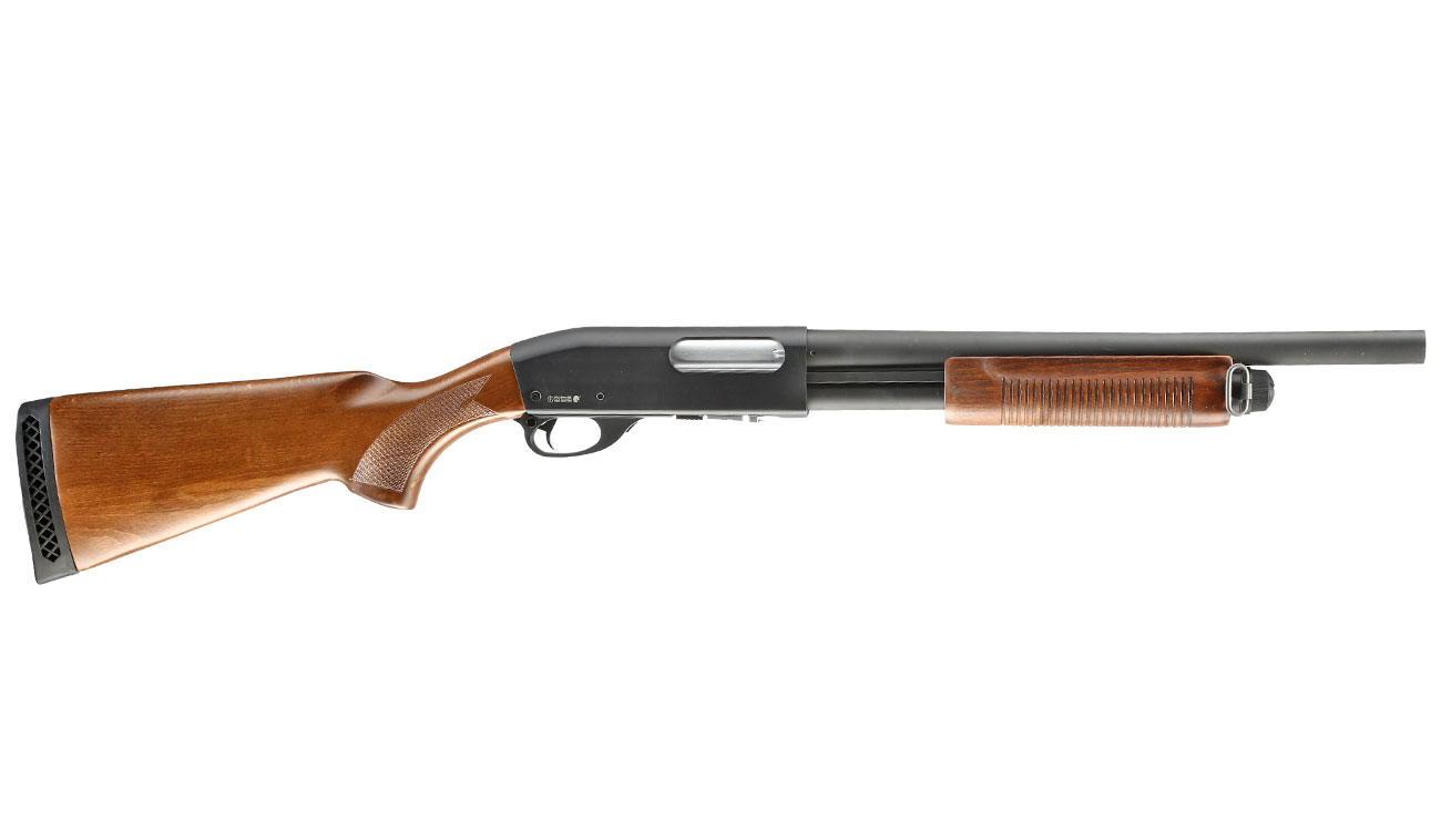 Qingliu M870 Medium-Type Shotgun Vollmetall Echtholz Springer 6mm BB schwarz Bild 2
