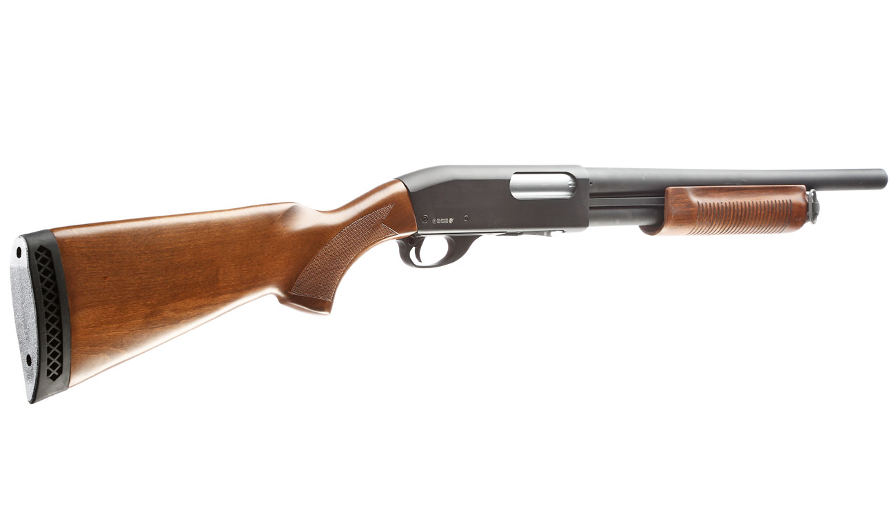 Qingliu M870 Medium-Type Shotgun Vollmetall Echtholz Springer 6mm BB schwarz Bild 3