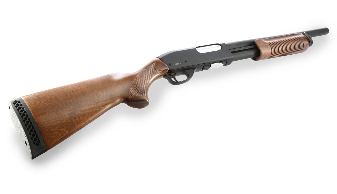 Qingliu M870 Medium-Type Shotgun Vollmetall Echtholz Springer 6mm BB schwarz Bild 4
