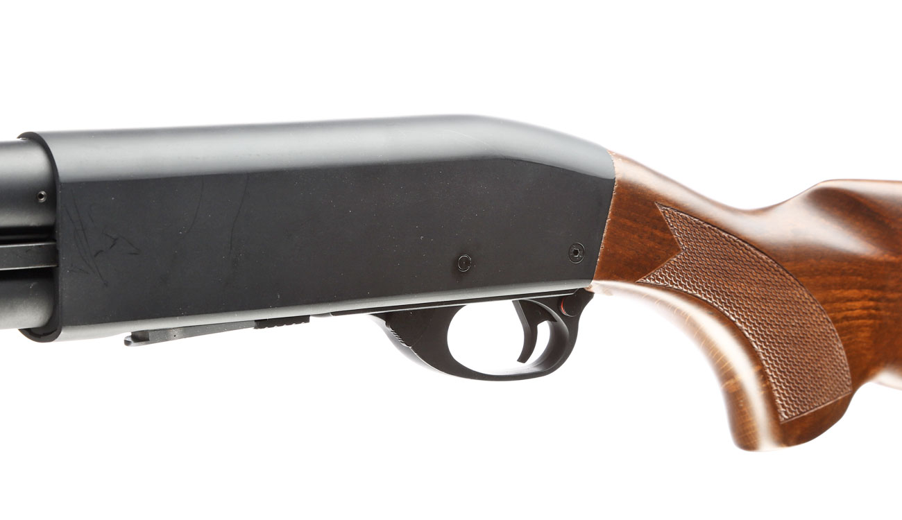Qingliu M870 Medium-Type Shotgun Vollmetall Echtholz Springer 6mm BB schwarz Bild 6