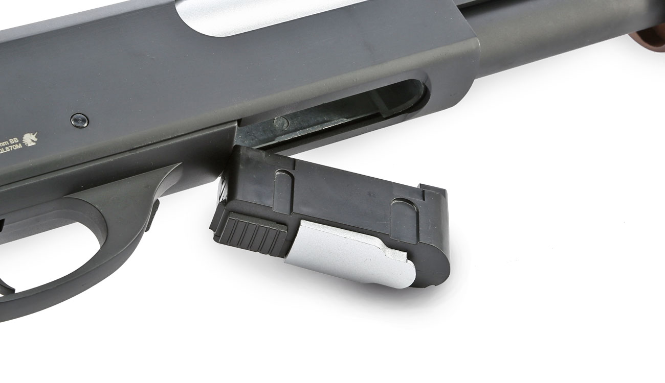 Qingliu M870 Medium-Type Shotgun Vollmetall Echtholz Springer 6mm BB schwarz Bild 9