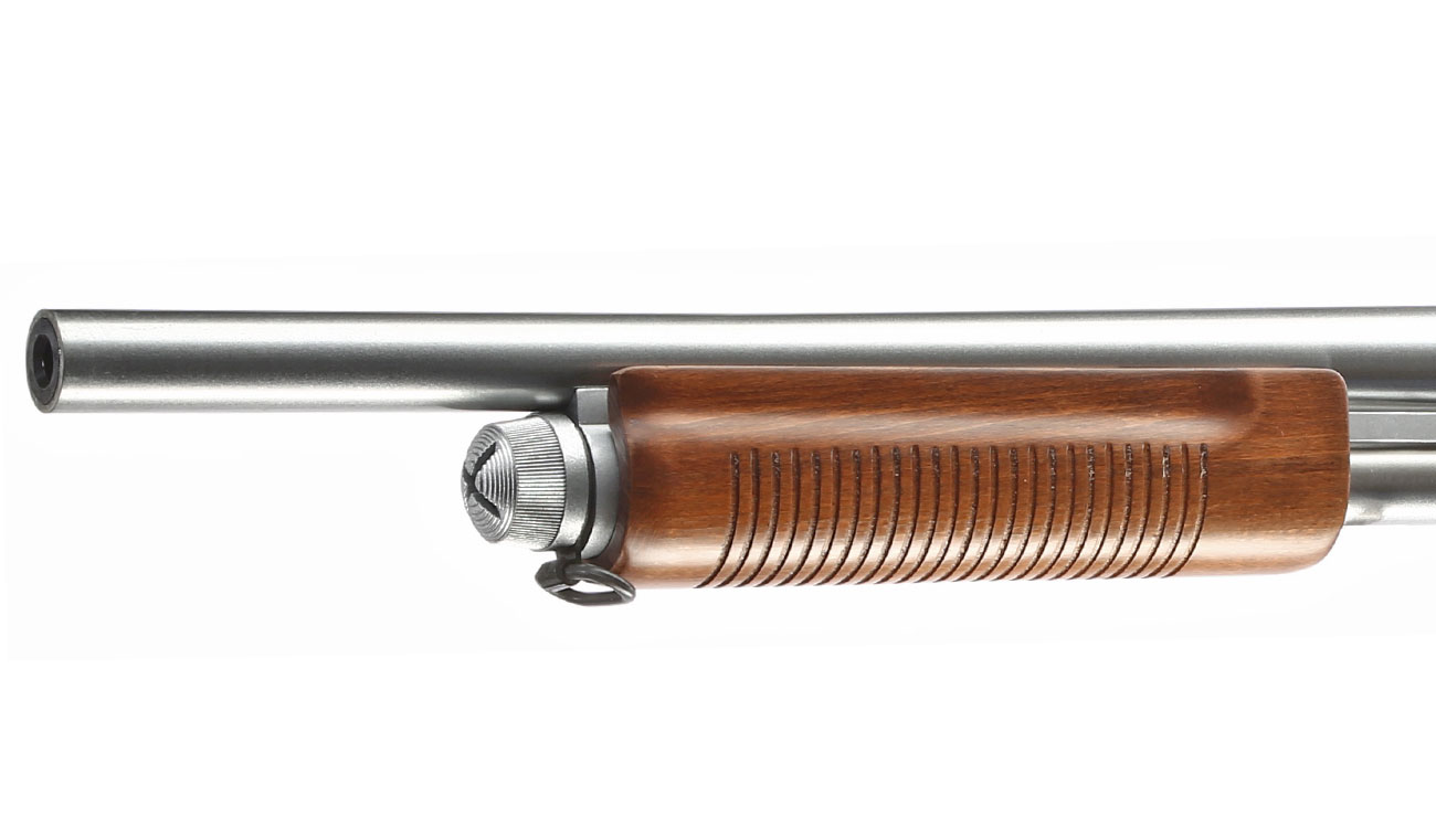 Qingliu M870 Medium-Type Shotgun Vollmetall Echtholz Springer 6mm BB silber Bild 5