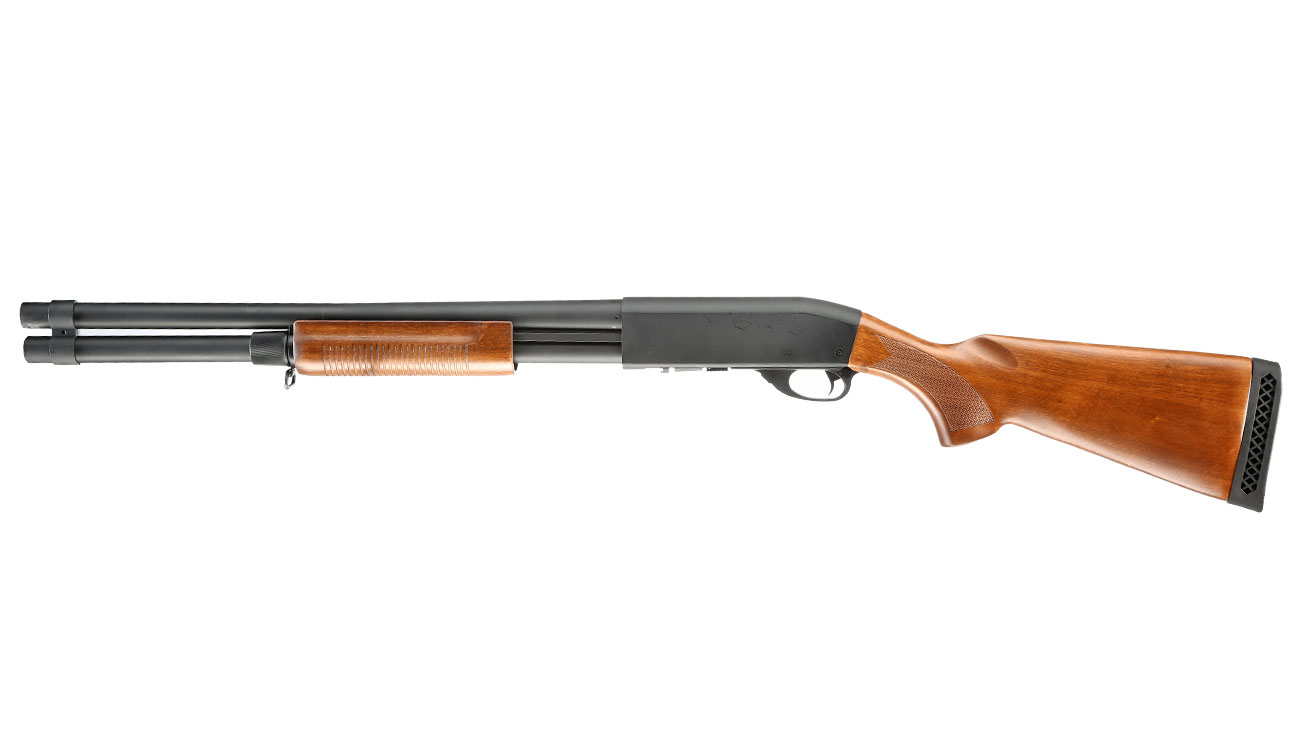 Qingliu M870 Long-Type Shotgun Vollmetall Echtholz Springer 6mm BB schwarz Bild 1