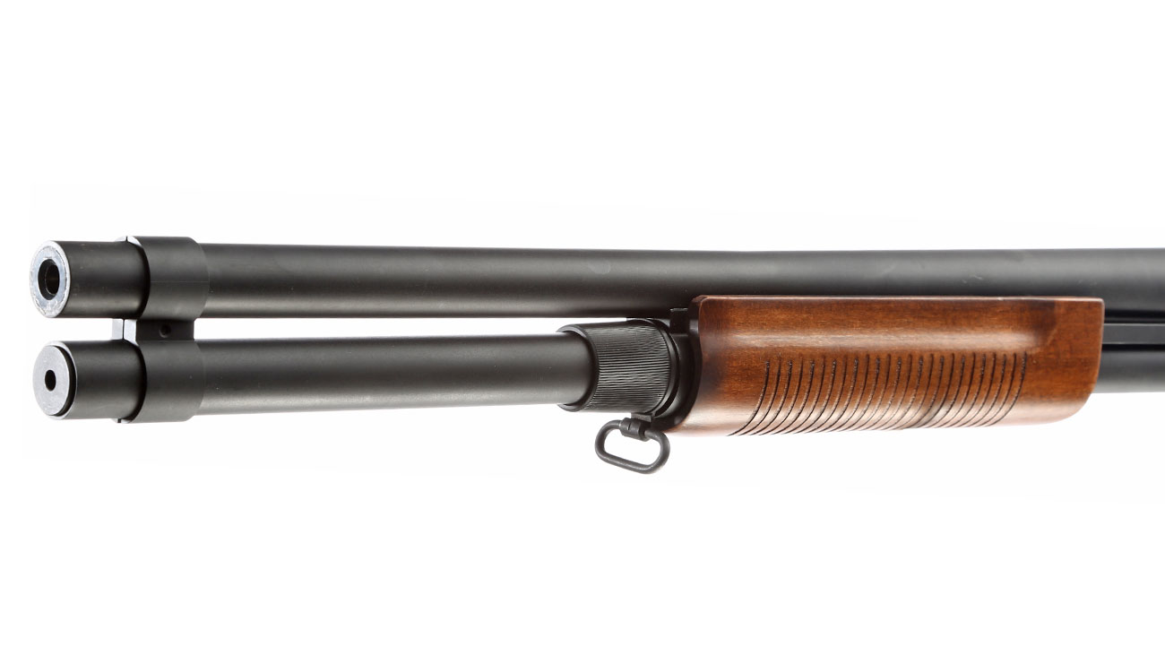 Qingliu M870 Long-Type Shotgun Vollmetall Echtholz Springer 6mm BB schwarz Bild 5