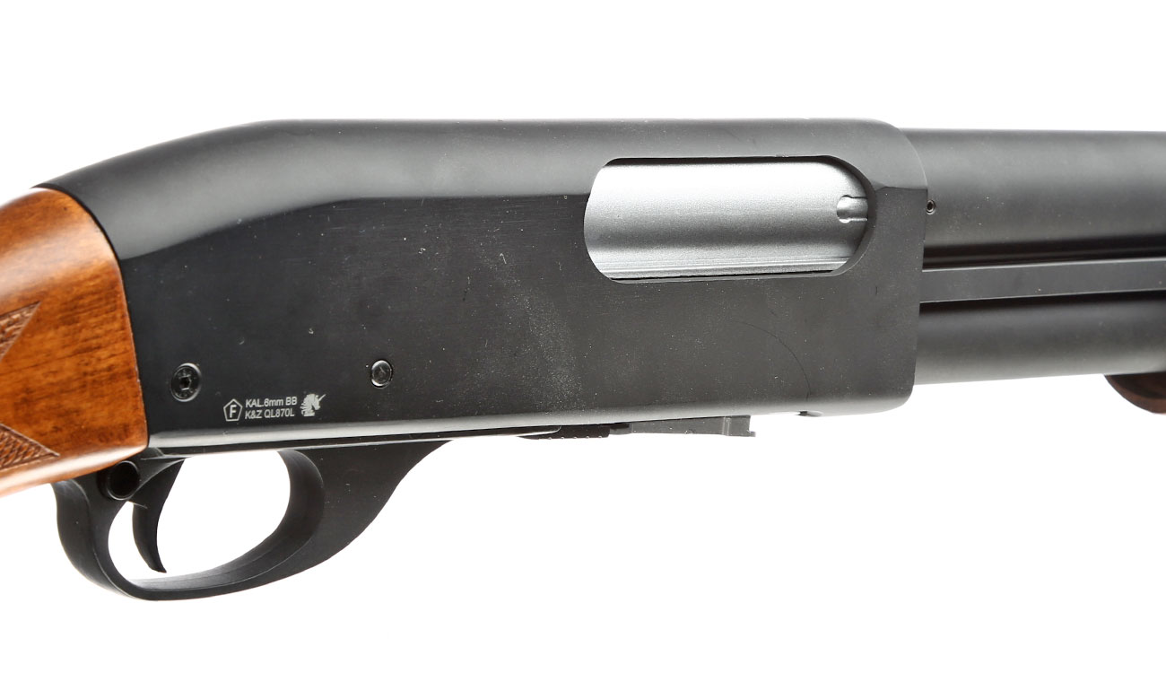 Qingliu M870 Long-Type Shotgun Vollmetall Echtholz Springer 6mm BB schwarz Bild 7