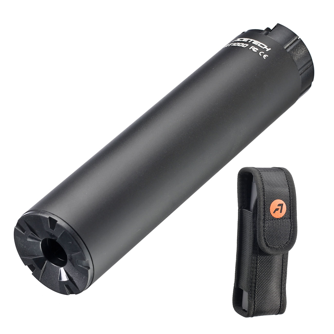 Acetech AT1000 Aluminium Mock Silencer Tracer Unit 14mm- schwarz inkl. Etui