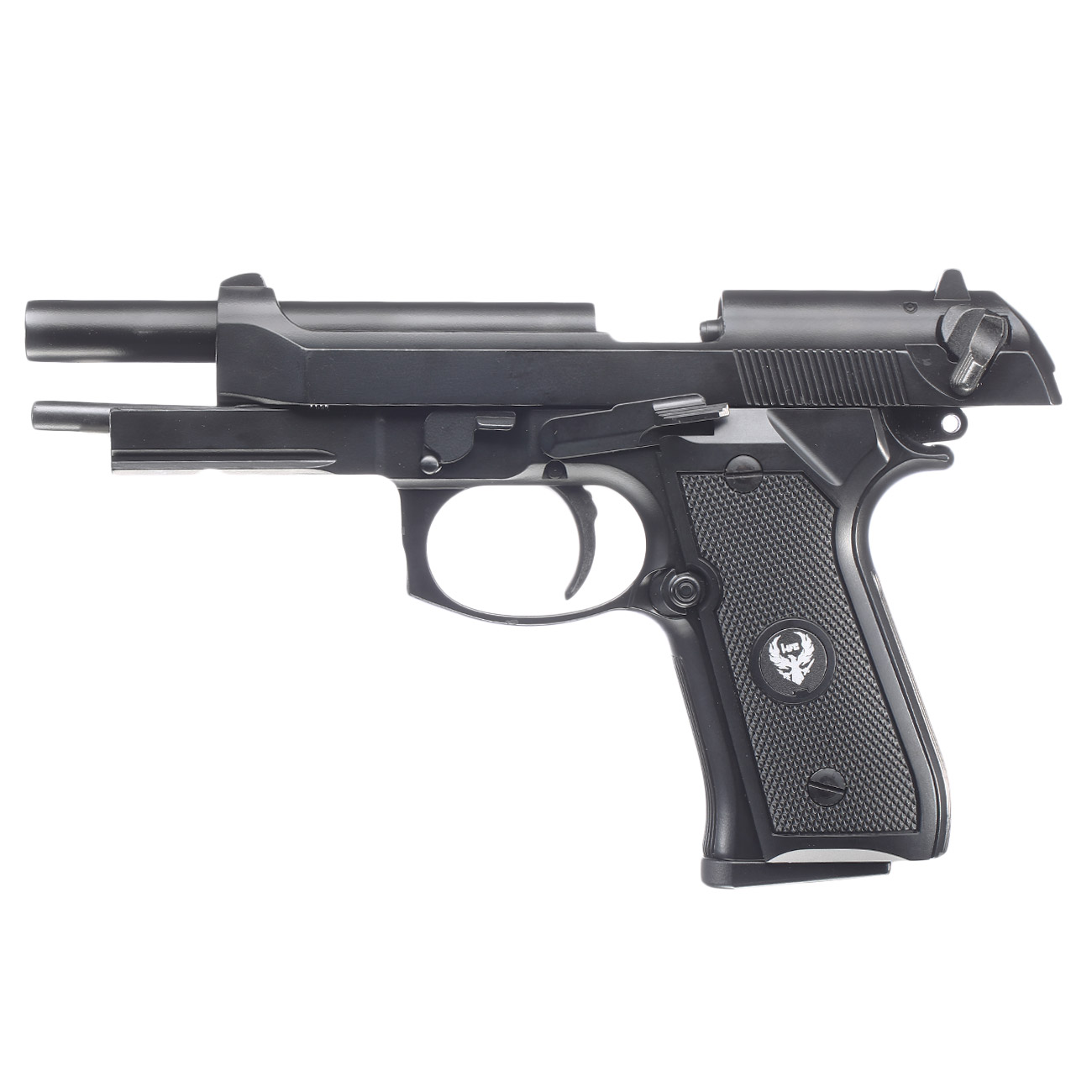 HFC M92A1 Airsoftpistole Vollmetall GBB 6mm BB schwarz inkl. Pistolenkoffer Bild 2