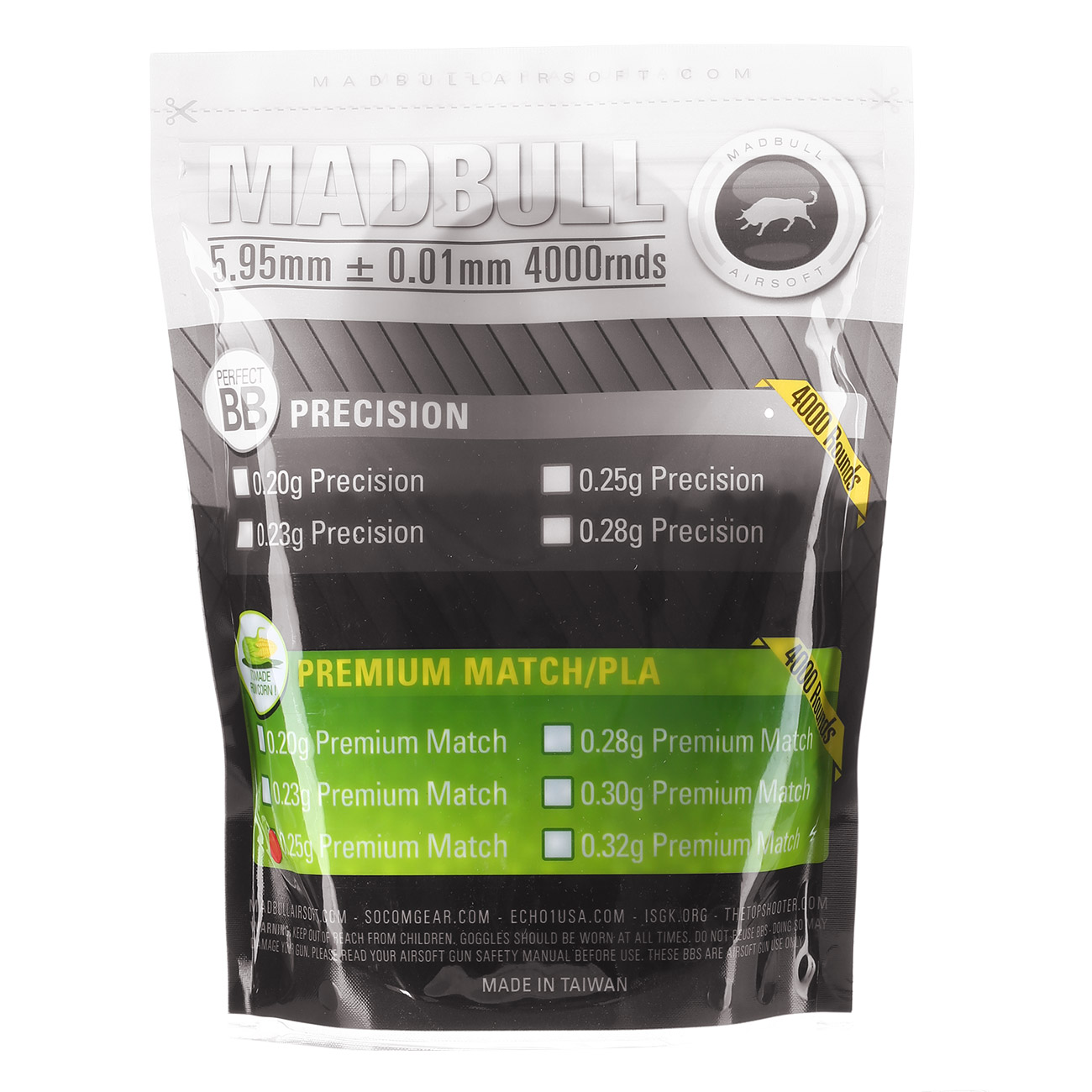 MadBull Premium Match Grade BIO BBs 0,25g 4.000er Beutel wei Airsoftkugeln Bild 1
