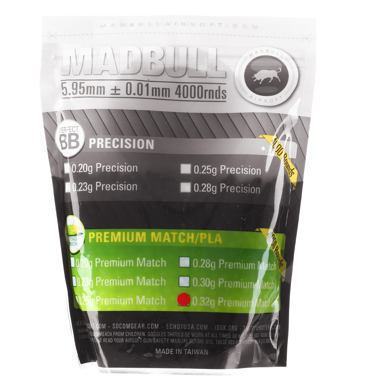 MadBull Premium Match Grade BIO BBs 0,32g 4.000er Beutel weiss Bild 1