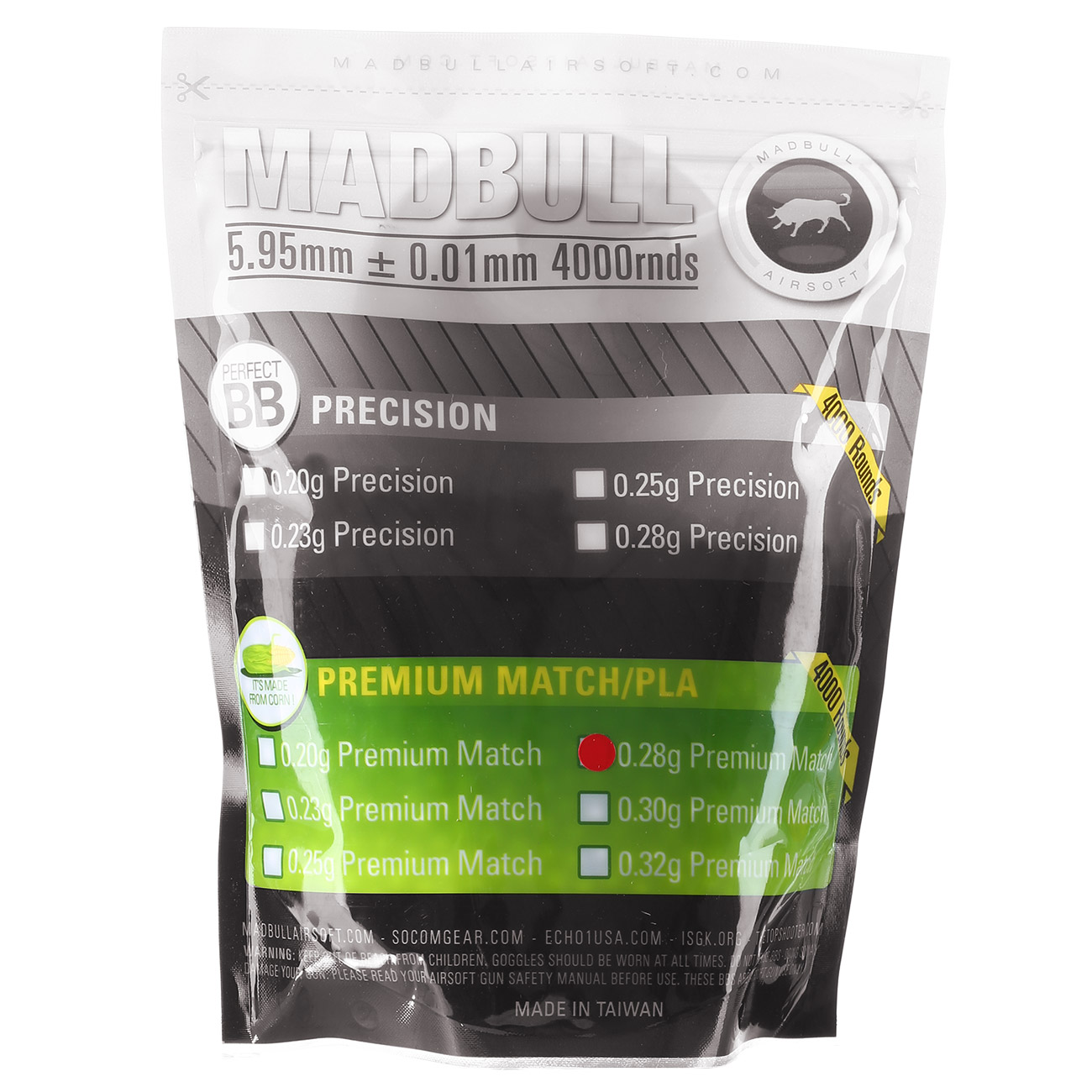 MadBull Premium Match Grade BIO BBs 0,28g 4.000er Beutel wei Airsoftkugeln Bild 1