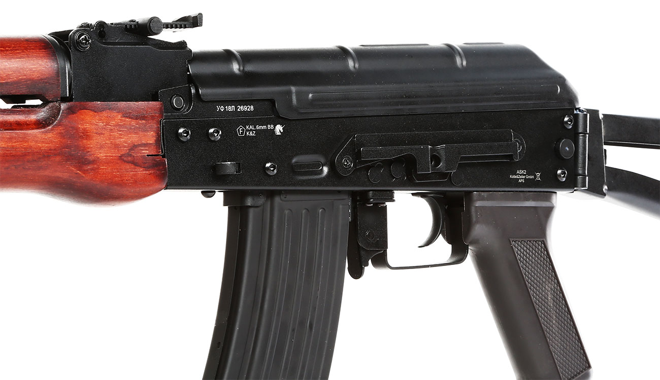 APS AKS-74 Vollmetall Echtholz BlowBack S-AEG 6mm BB schwarz Bild 7