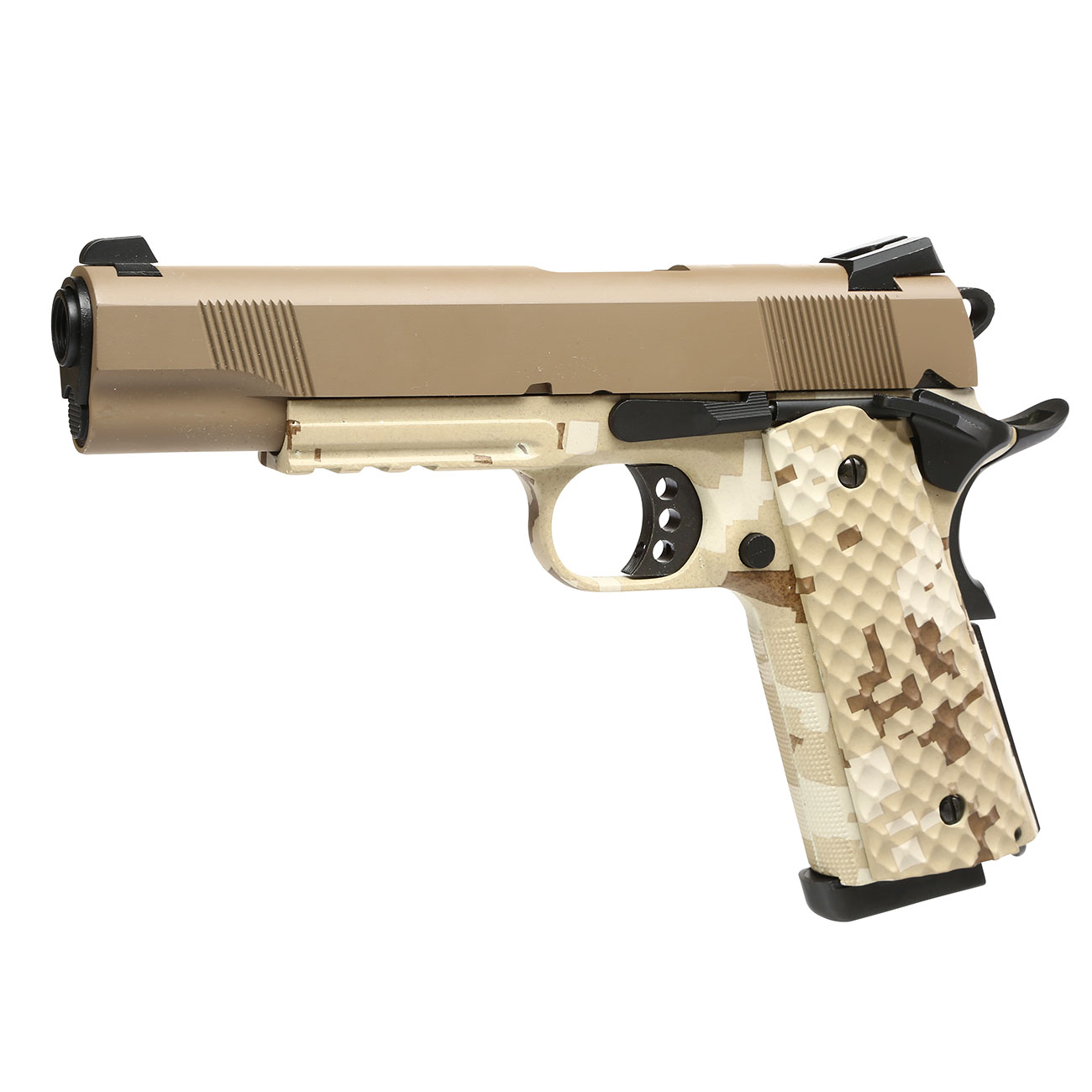 Nuprol Raven M1911 MEU Railed Vollmetall GBB 6mm BB Tan / Digital Desert