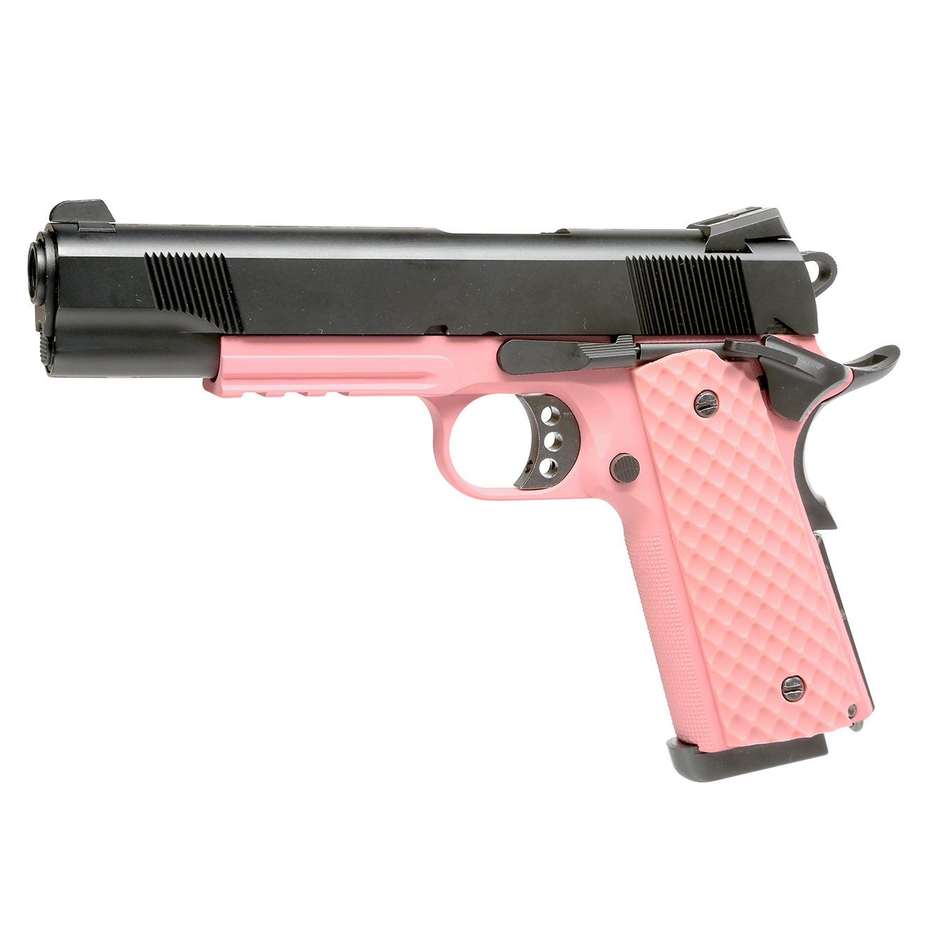 Nuprol Raven M1911 MEU Railed Vollmetall GBB 6mm BB schwarz / pink