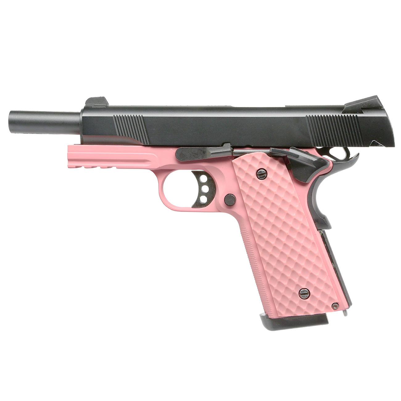 Nuprol Raven M1911 MEU Railed Vollmetall GBB 6mm BB schwarz / pink Bild 1