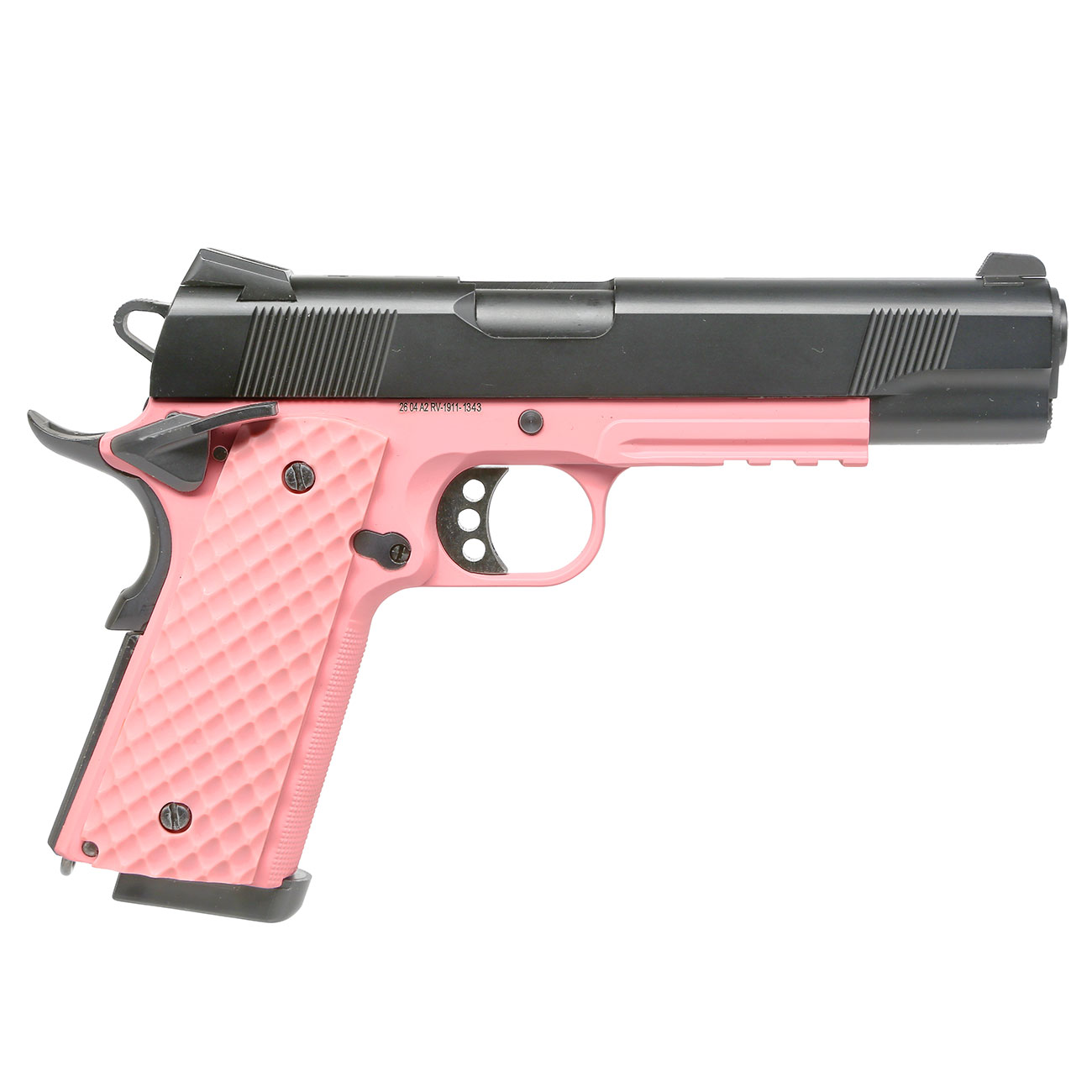 Nuprol Raven M1911 MEU Railed Vollmetall GBB 6mm BB schwarz / pink Bild 1