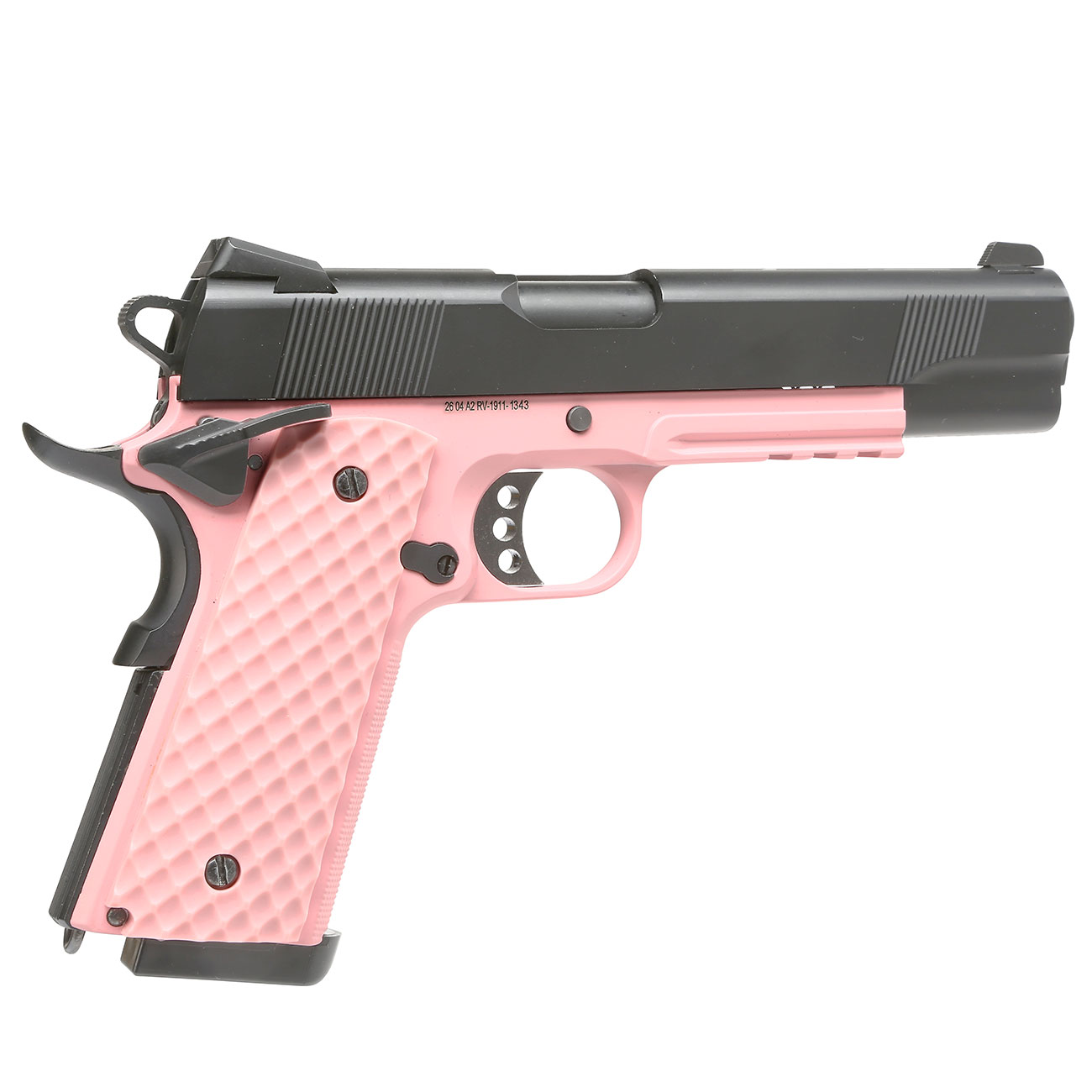 Nuprol Raven M1911 MEU Railed Vollmetall GBB 6mm BB schwarz / pink Bild 1