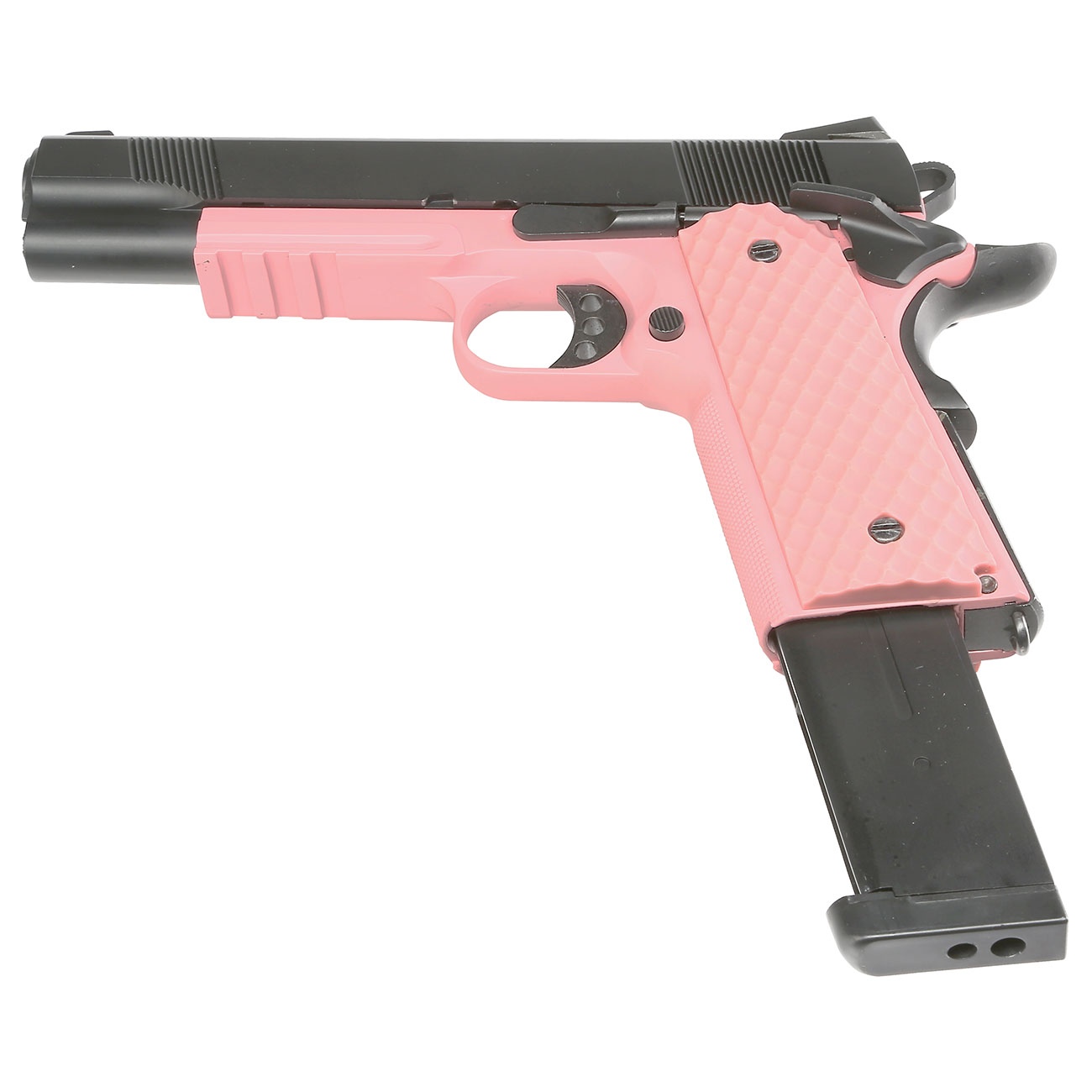 Nuprol Raven M1911 MEU Railed Vollmetall GBB 6mm BB schwarz / pink Bild 1