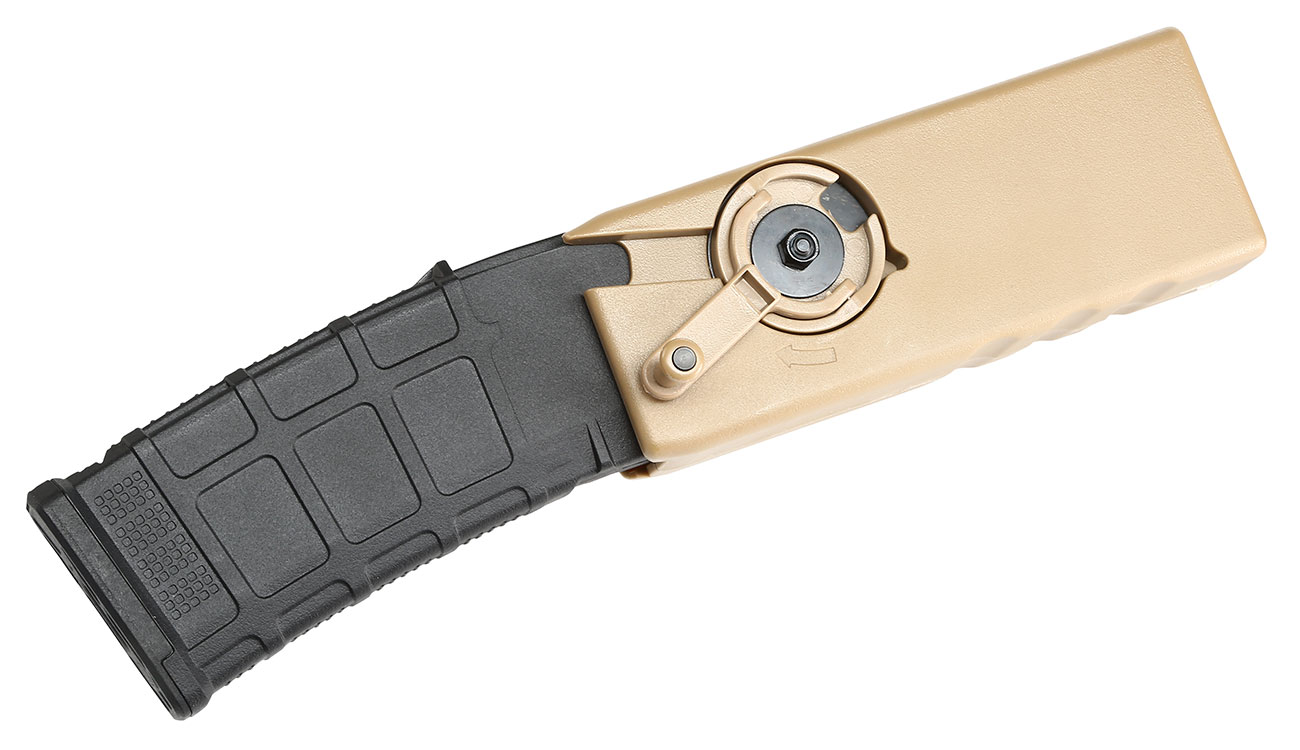 Nuprol Ultra Magazin Fast Loader Speedloader f. M4 AEG / S-AEG Magazine tan Bild 4
