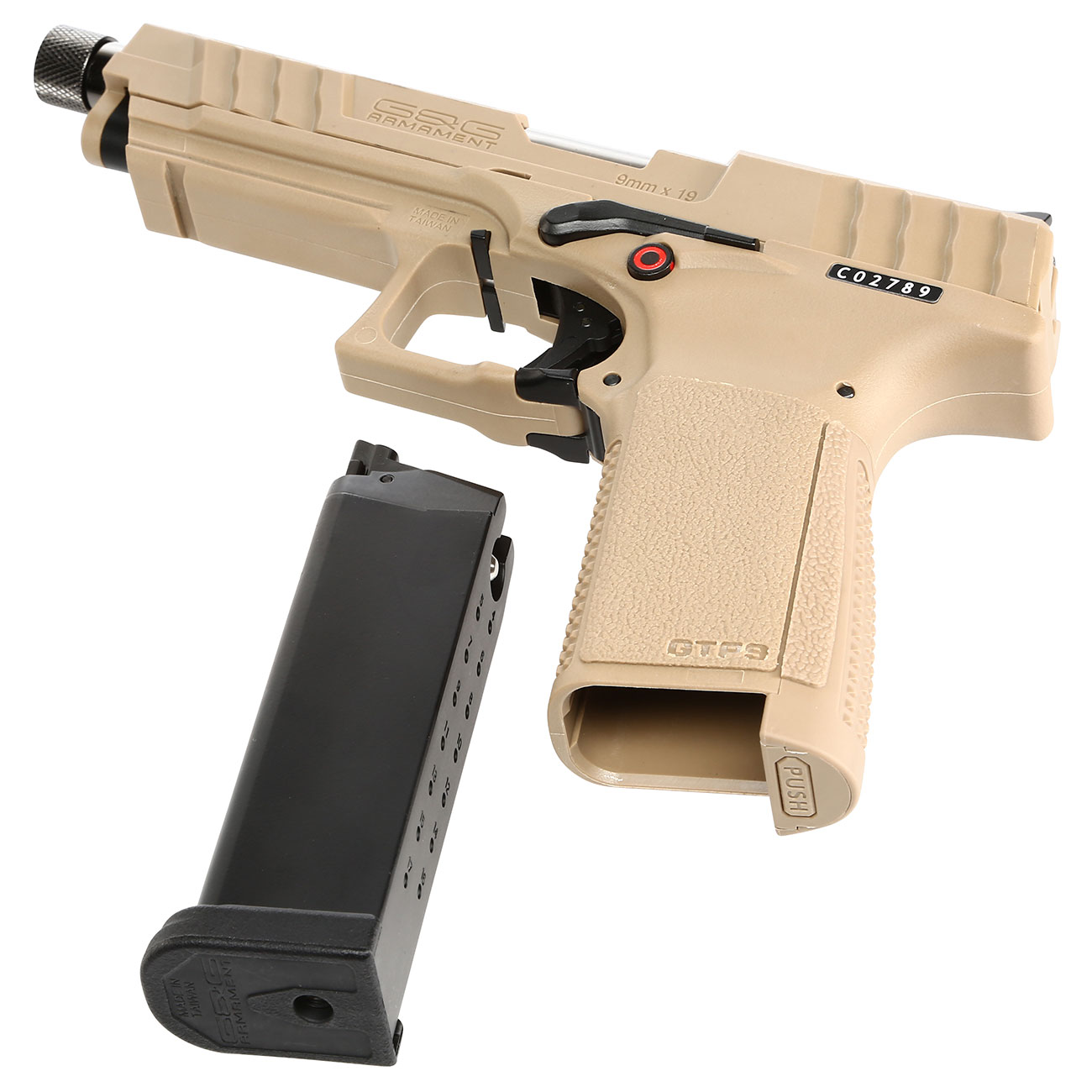 G&G GTP9 Polymer GBB 6mm BB Desert Tan inkl. Pistolenkoffer Bild 5