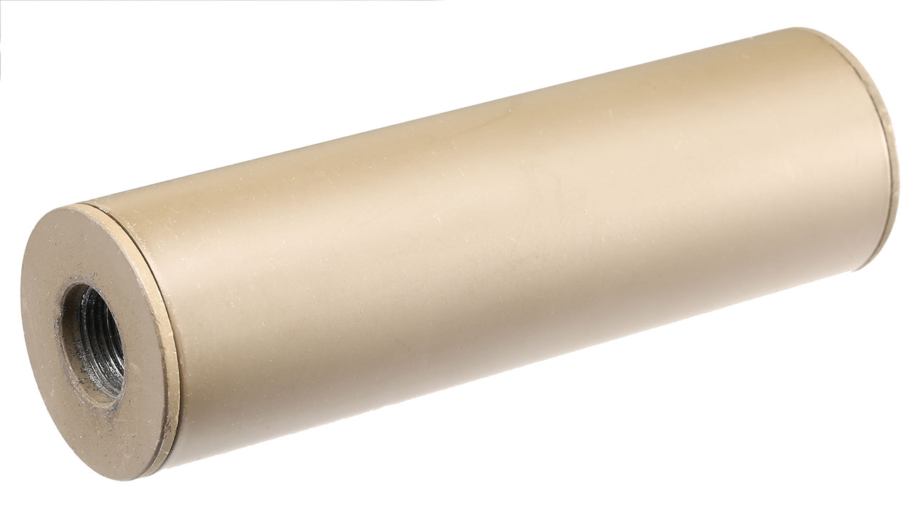 APS Sub-Sonic Aluminium Suppressor 110 x 33mm 14mm+ / 14mm- Desert Tan Bild 1