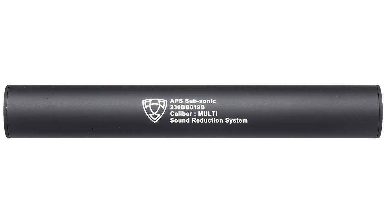 APS Sub-Sonic Aluminium Suppressor 230 x 33mm 14mm+ / 14mm- schwarz Bild 2