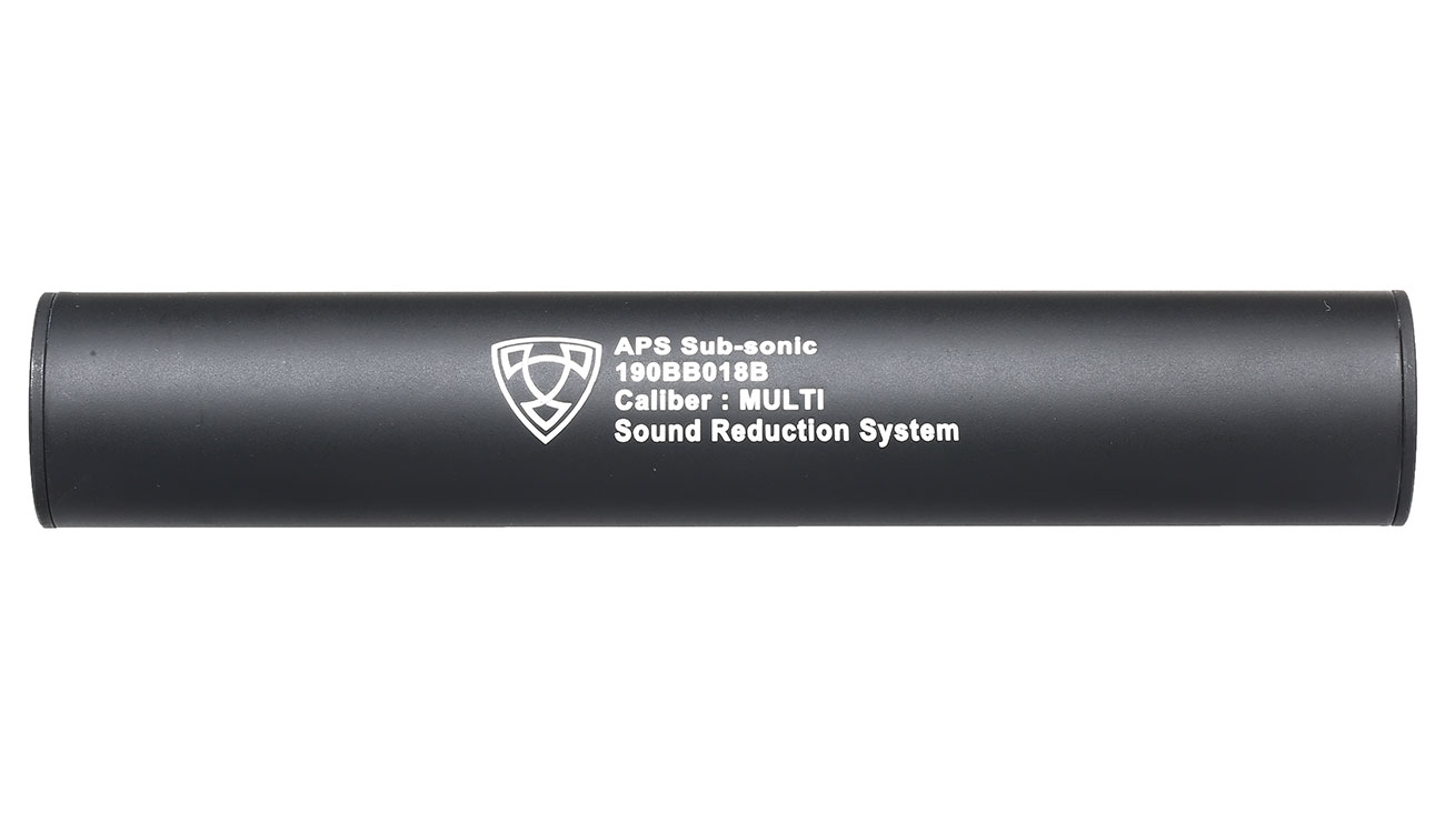 APS Sub-Sonic Aluminium Suppressor 190 x 33mm 14mm+ / 14mm- schwarz Bild 2