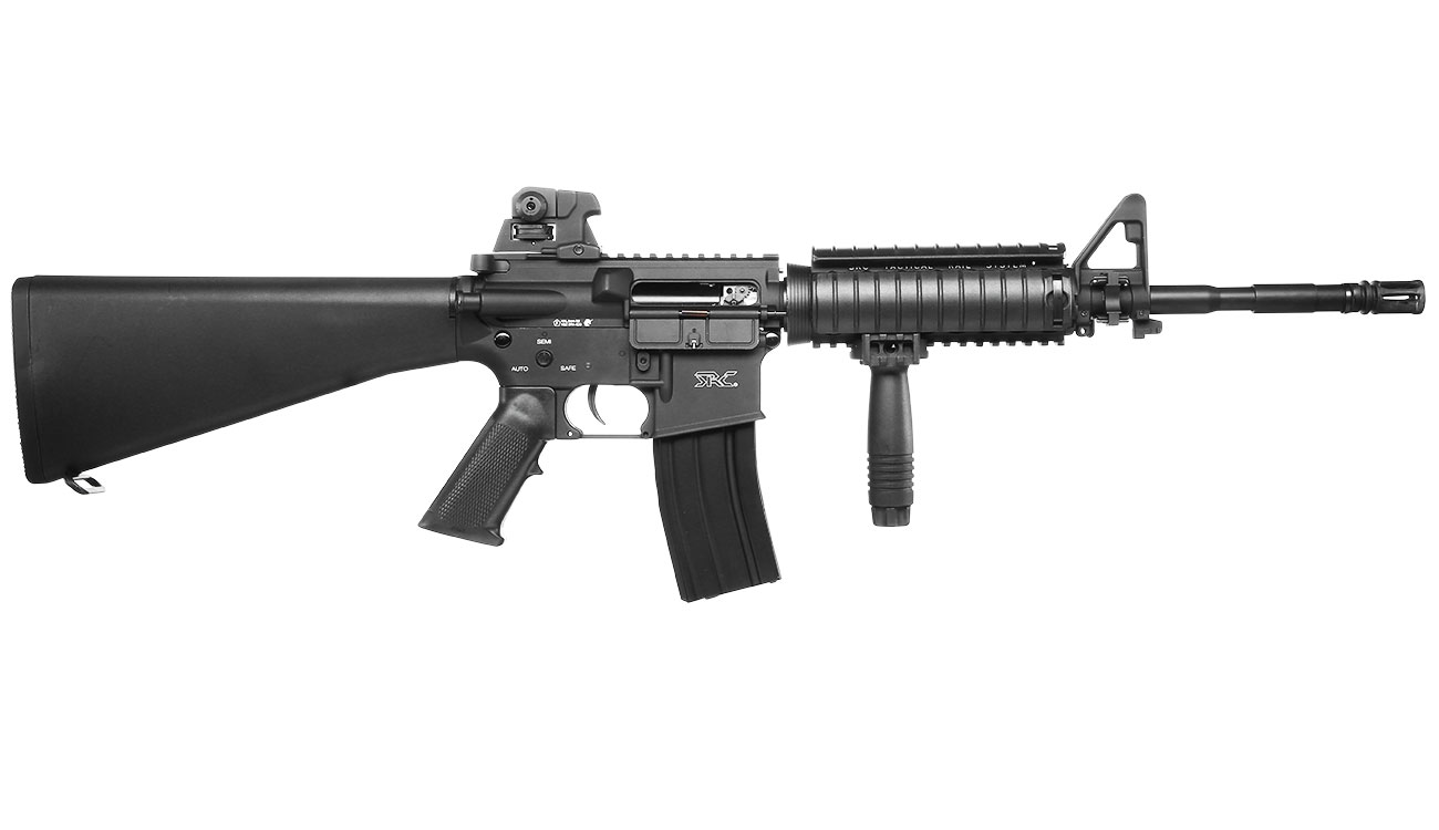 SRC SR4-16 RIS Carbine Fixed Stock Vollmetall CO2 Non-Blow-Back 6mm BB schwarz Bild 1