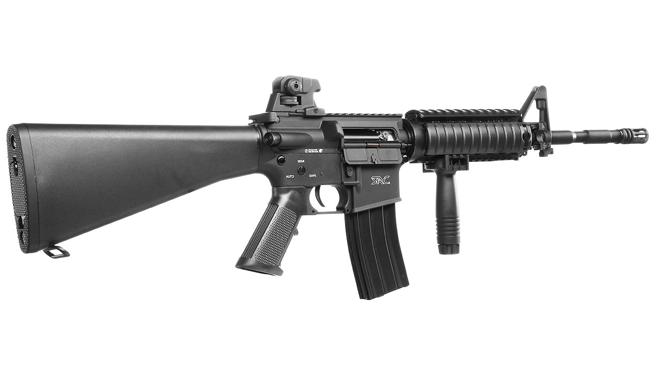 SRC SR4-16 RIS Carbine Fixed Stock Vollmetall CO2 Non-Blow-Back 6mm BB schwarz Bild 1