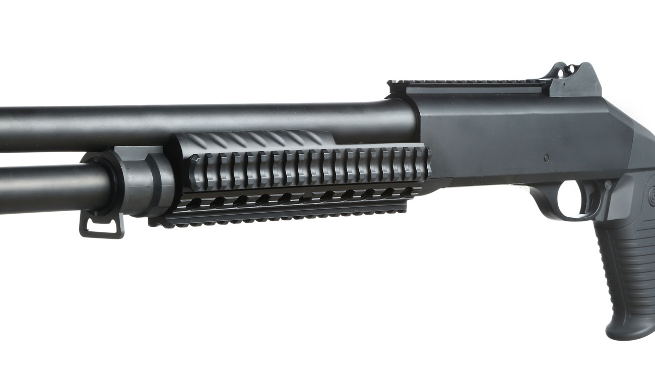 Nuprol Sierra Storm Bravo Tactical Tri-Barrel Shotgun Flex Stock Polymer Springer 6mm BB schwarz Bild 7