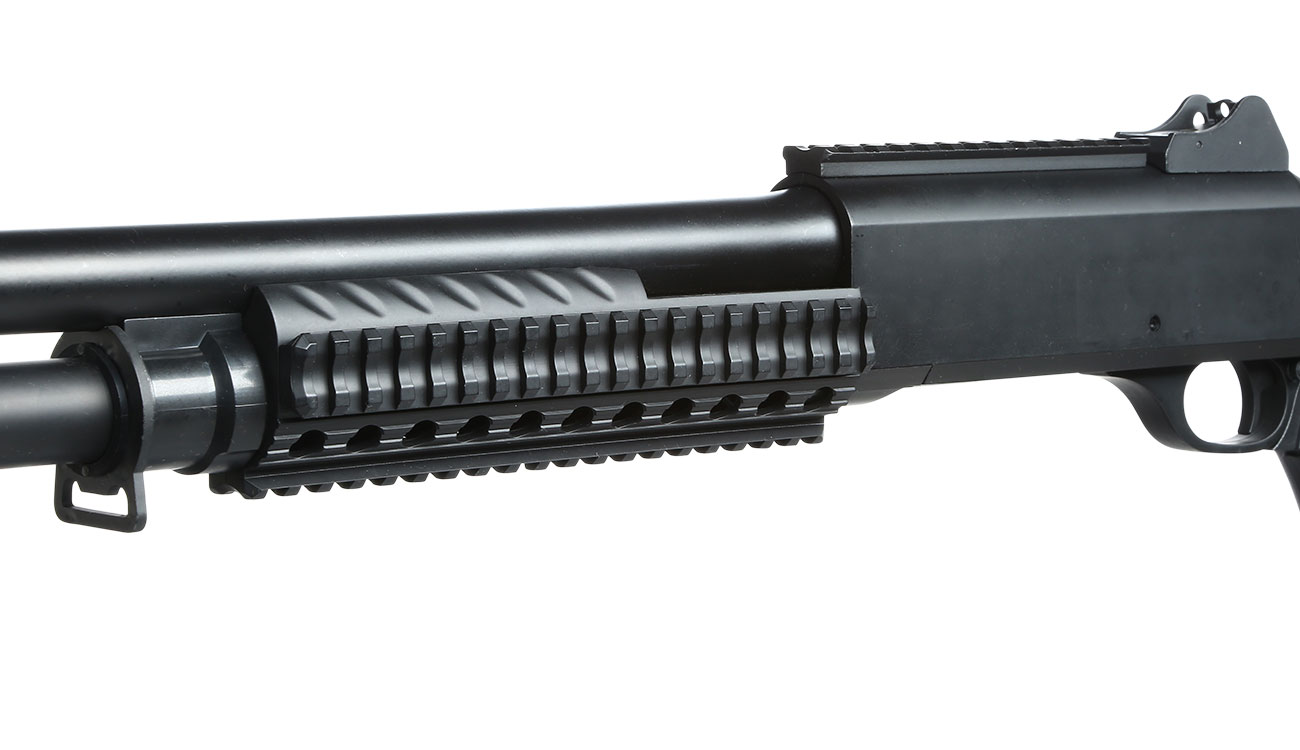 Nuprol Sierra Storm Charlie Tactical Tri-Barrel Shotgun Vollmetall Springer 6mm BB schwarz Bild 6