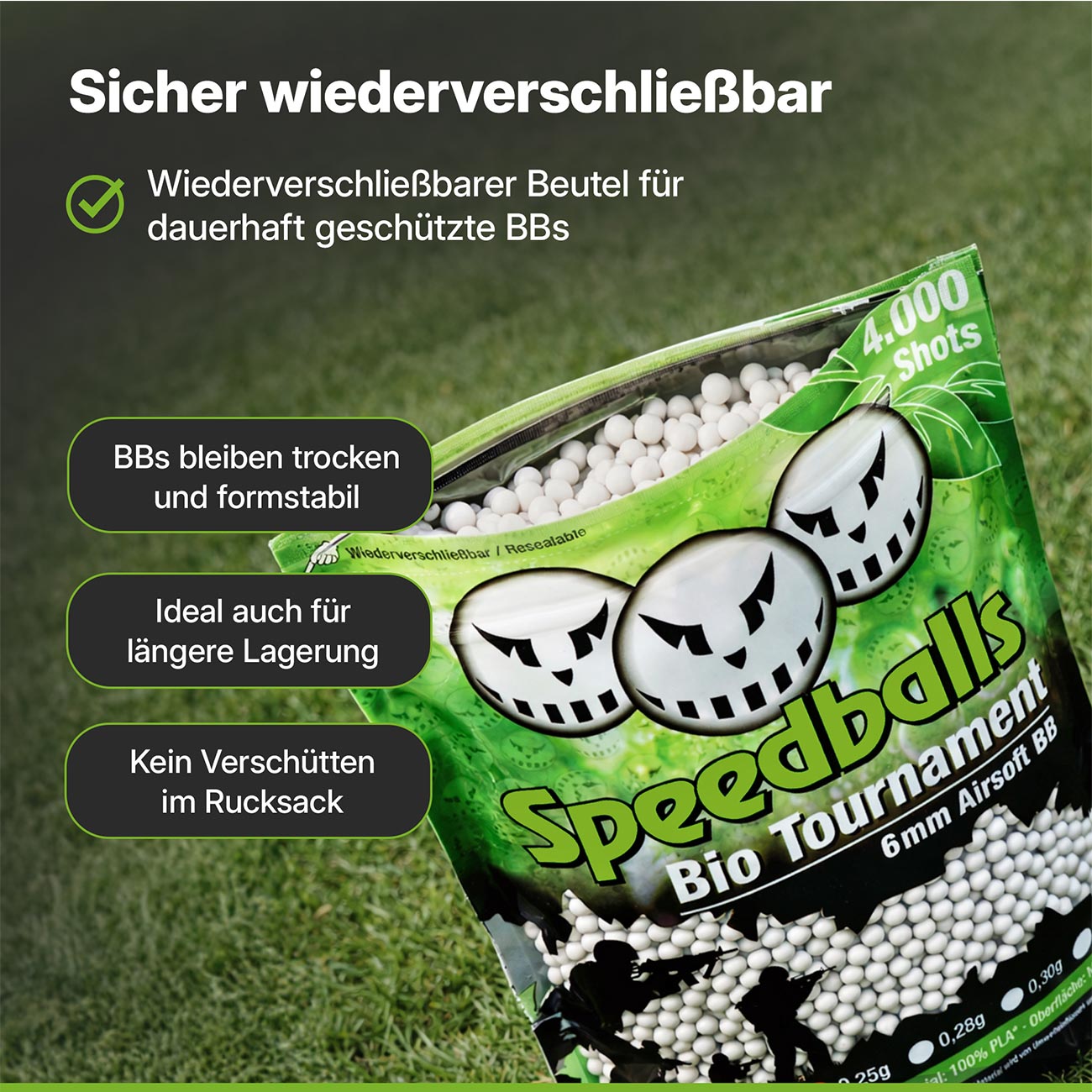 Speedballs Bio Tournament BBs 0.30g 4.000er Beutel wei� Bild 7