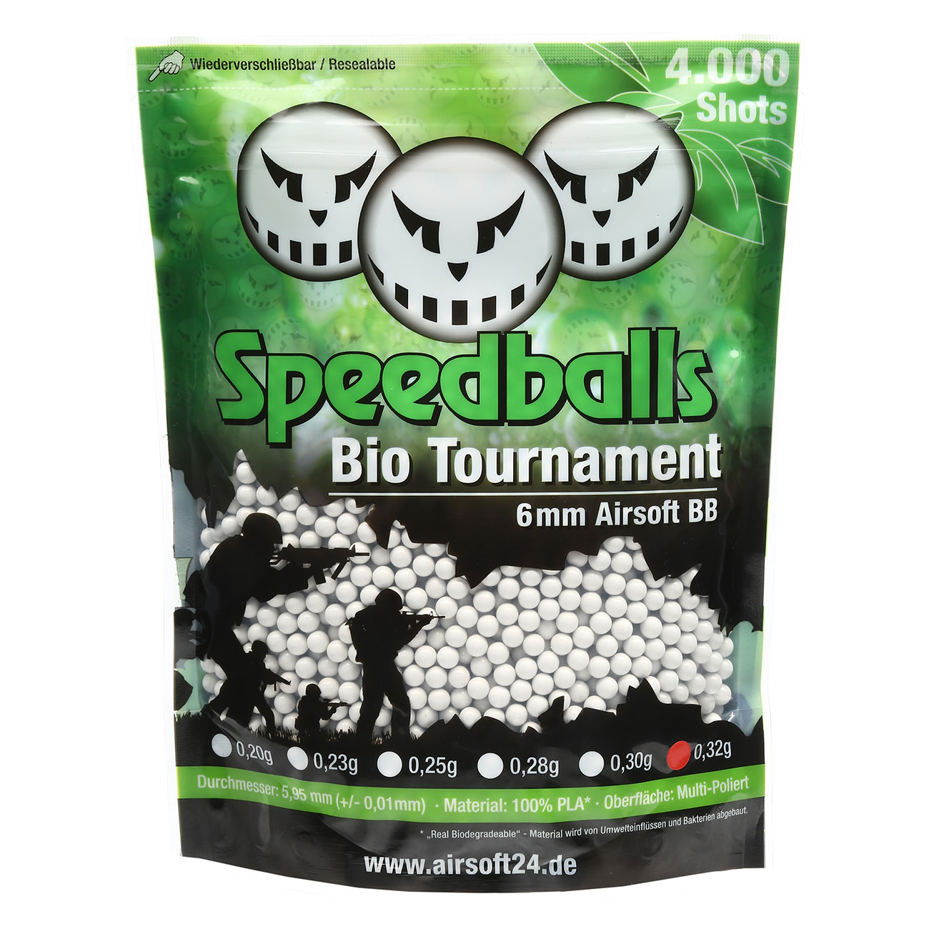 Speedballs Bio Tournament BBs 0.32g 4.000er Beutel weiss