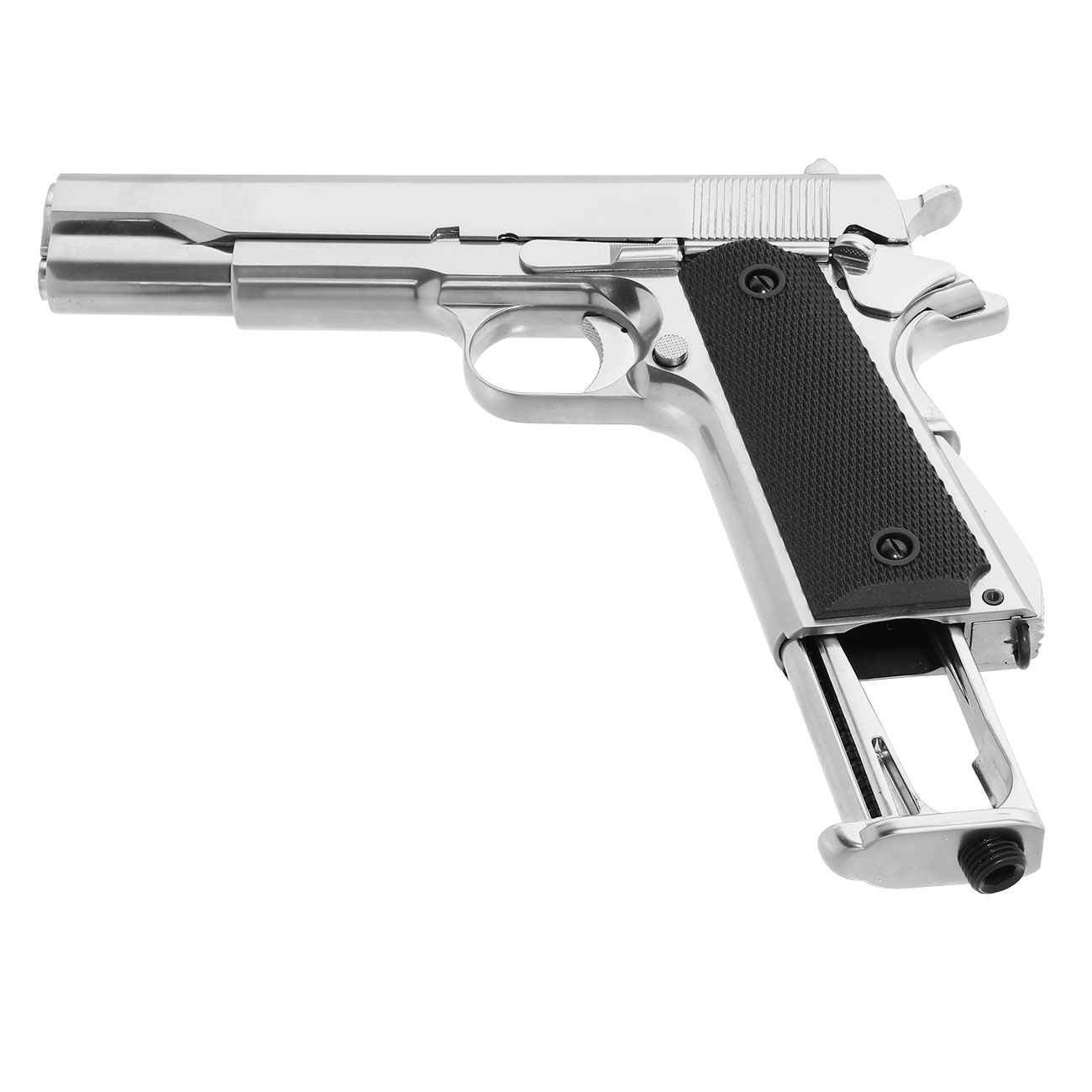 KLI M1911-A1 Vollmetall CO2 BlowBack 6mm BB Platinum Chrome-Finish Bild 5