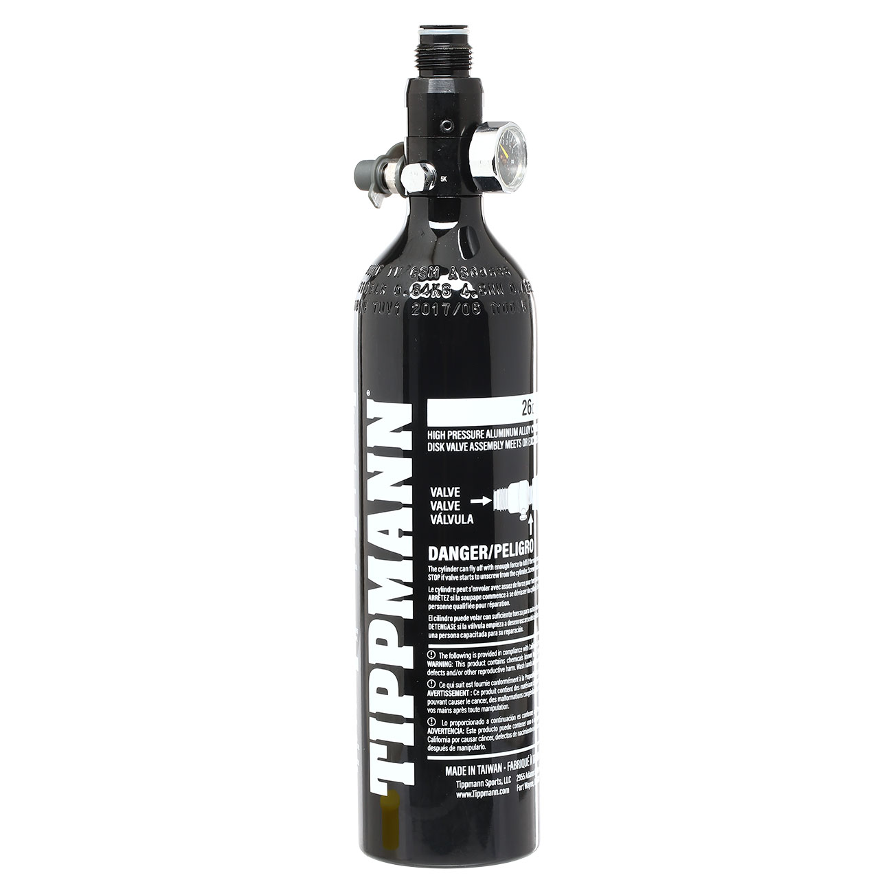 Tippmann 0,4L / 26ci HPA Tank mit Regulator 3000 PSI / 850 PSI schwarz