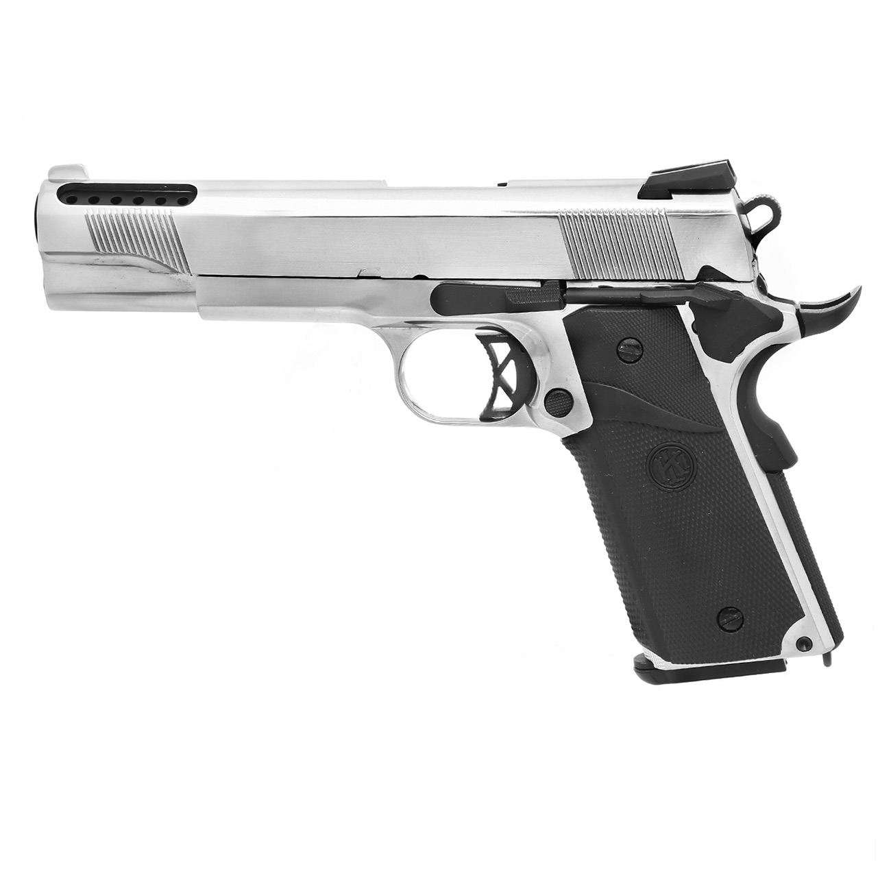 KLI M1911 V12 Vollmetall GBB 6mm BB Platinum Chrome-Finish Bild 1