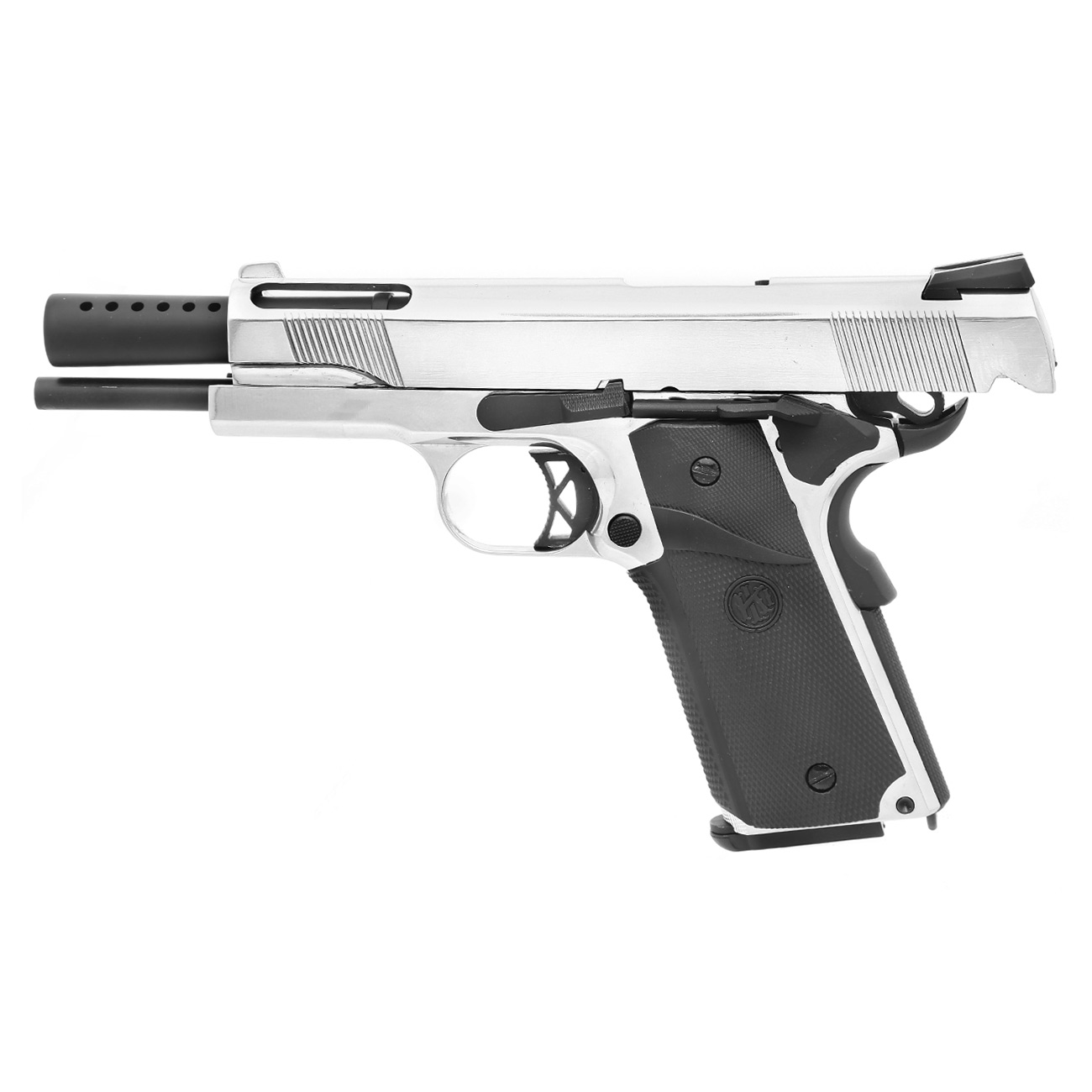 KLI M1911 V12 Vollmetall GBB 6mm BB Platinum Chrome-Finish Bild 2