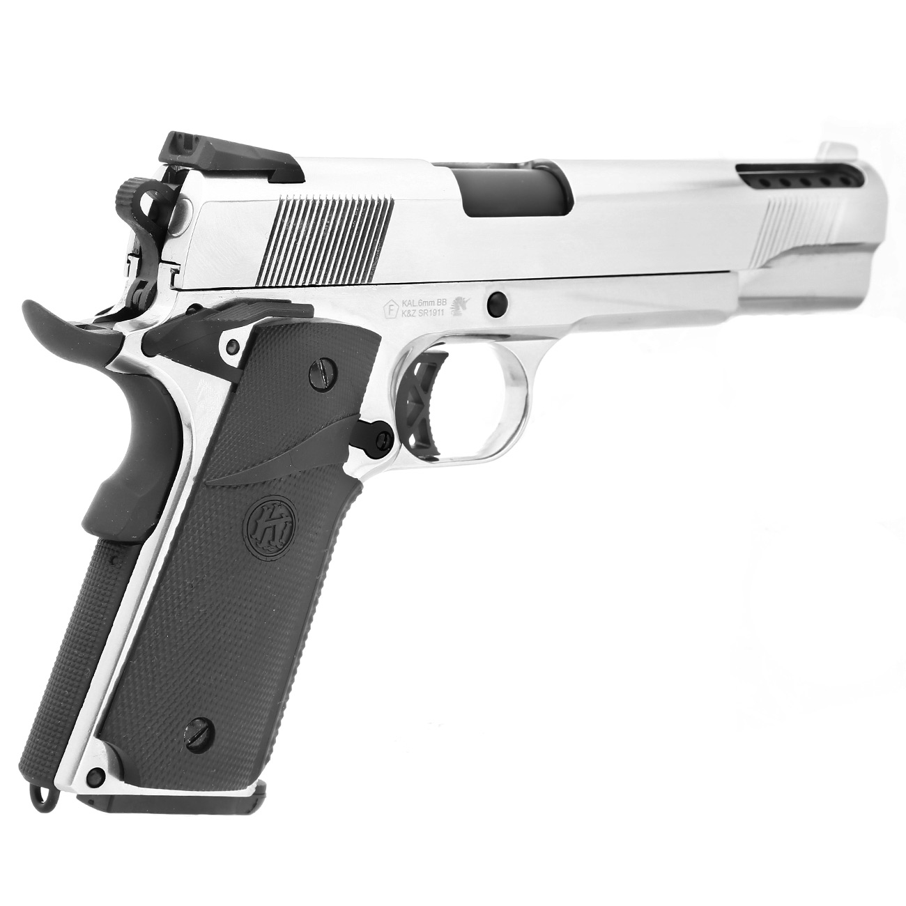 KLI M1911 V12 Vollmetall GBB 6mm BB Platinum Chrome-Finish Bild 4