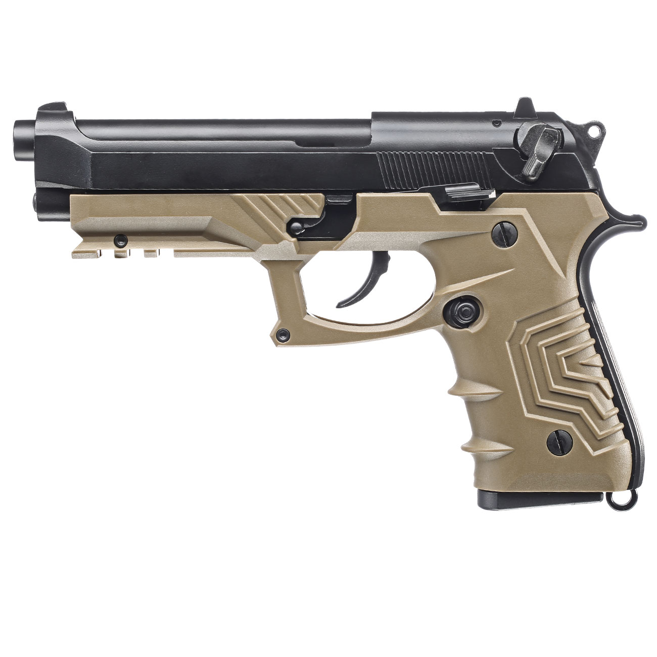 Ersatzteilset HFC M92 GripTac Vollmetall GBB 6mm BB coyote inkl. Pistolenkoffer Bild 1