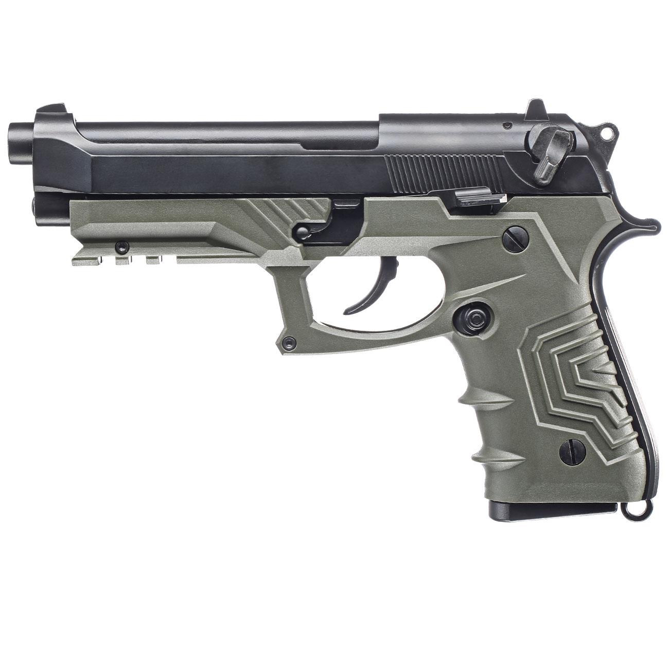 HFC M92 GripTac Vollmetall GBB 6mm BB oliv inkl. Pistolenkoffer Bild 1