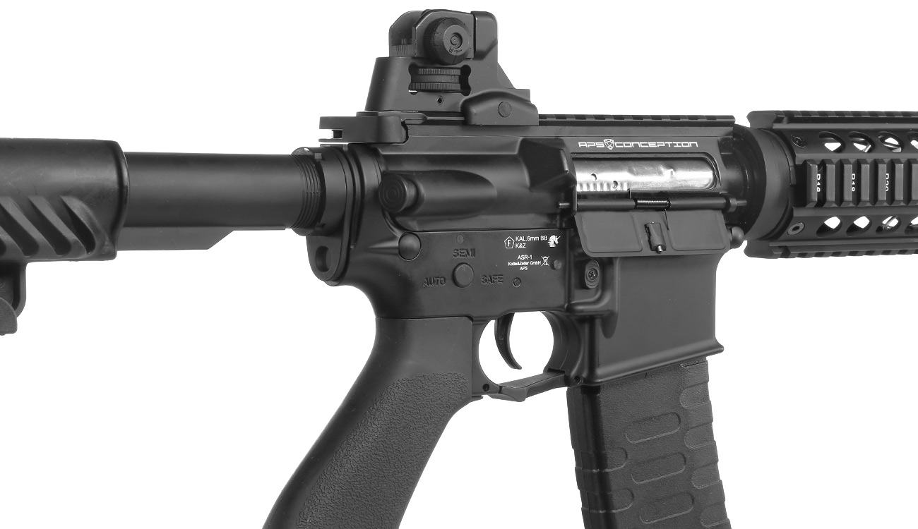 APS M4 CQB ASR-Series Vollmetall BlowBack S-AEG 6mm BB schwarz Bild 8