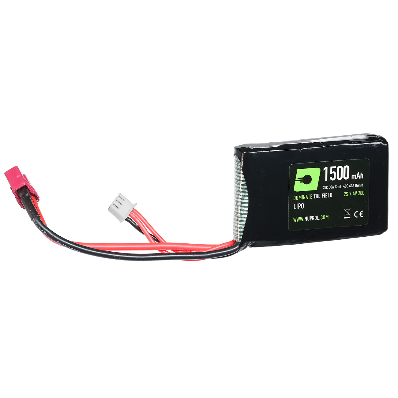 Nuprol Power Series LiPo Akku 7,4V 1500mAh 20C / 40C AN/PEQ-15 Type m. Deans Anschluss Bild 1