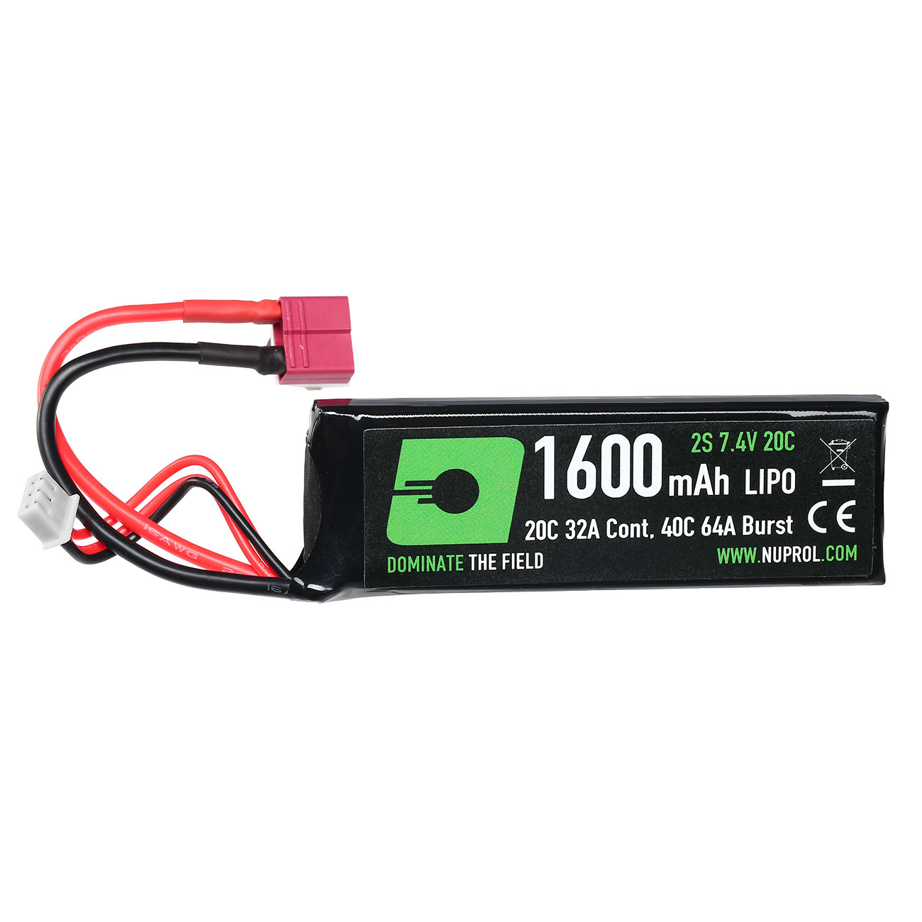 Nuprol Power Series LiPo Akku 7,4V 1600mAh 20C / 40C Small-Type m. Deans Anschluss Bild 1