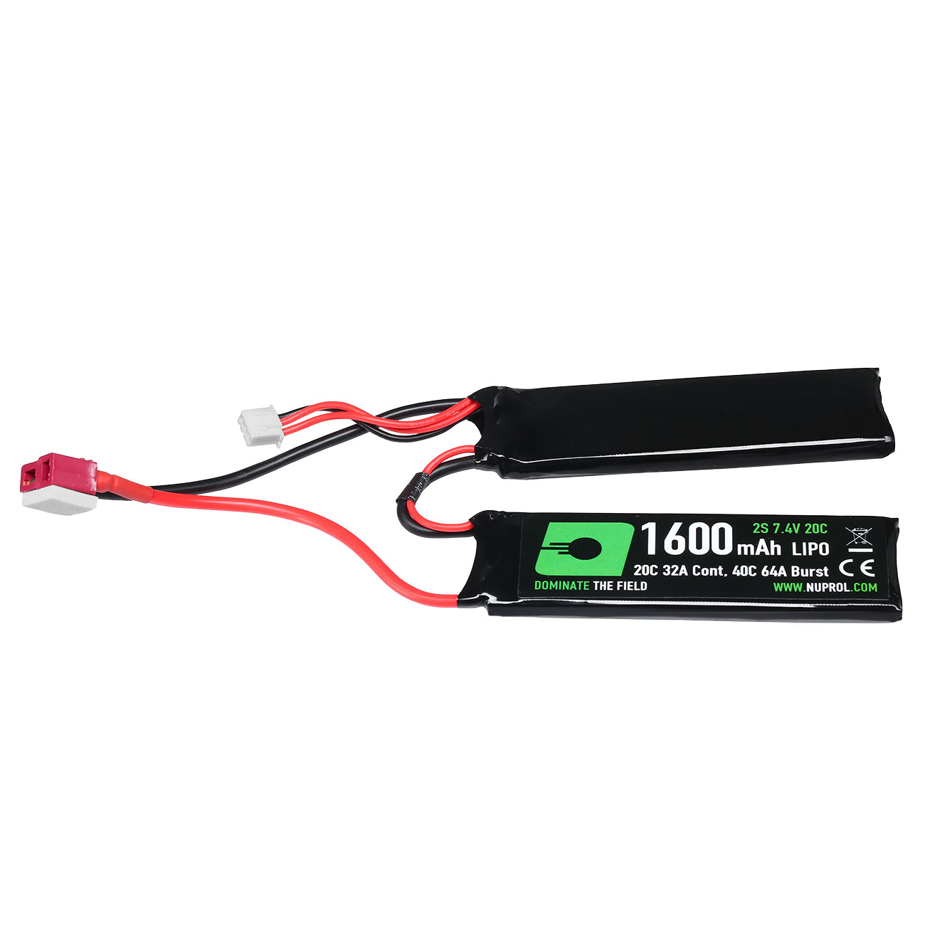 Nuprol Power Series LiPo Akku 7,4V 1600mAh 20C / 40C Nunchuck-Type m. Deans Anschluss Bild 1