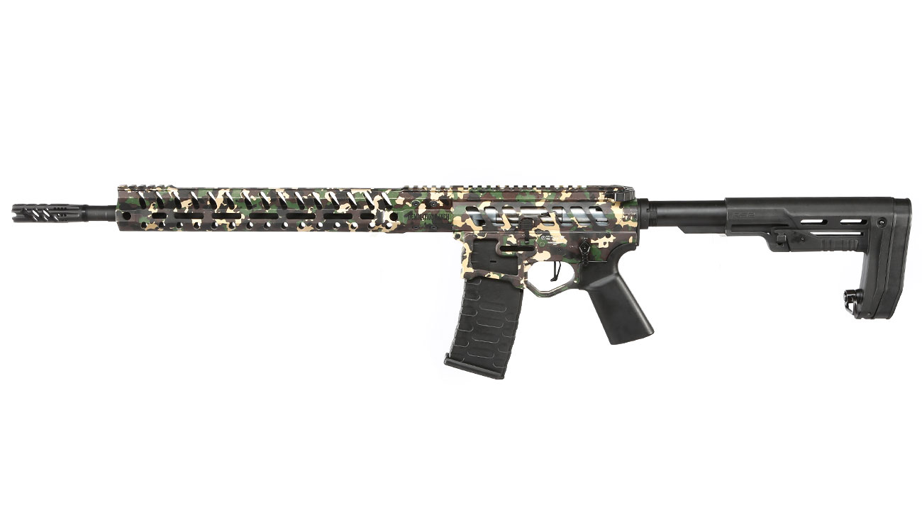 Versandrcklufer APS/EMG F-1 Firearms UDR-15 3G Dem. R. Vollm. BlowBack S-AEG 6mm BB Camouflage Bild 1