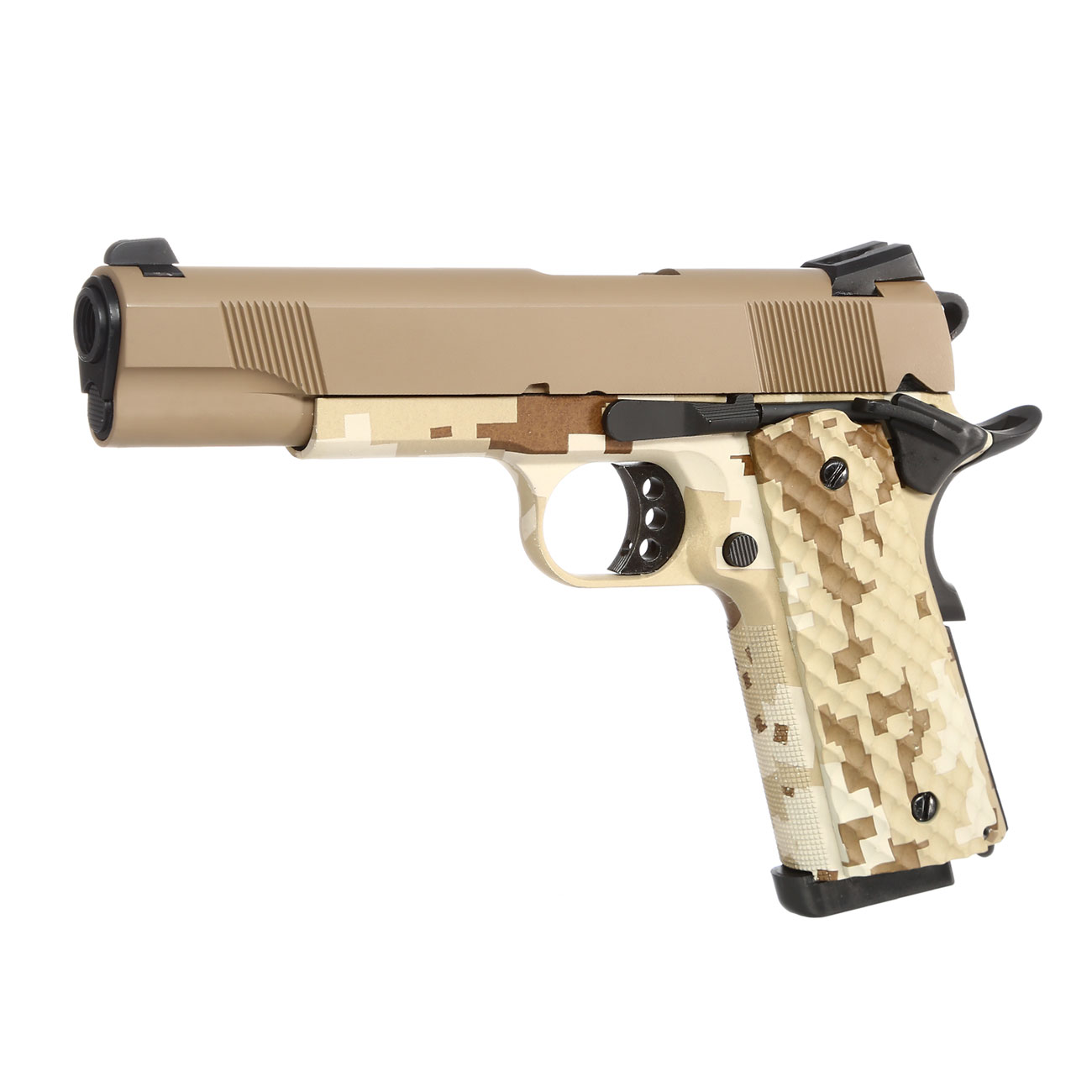 Nuprol Raven M1911 MEU Vollmetall GBB 6mm BB Tan / Digital Desert
