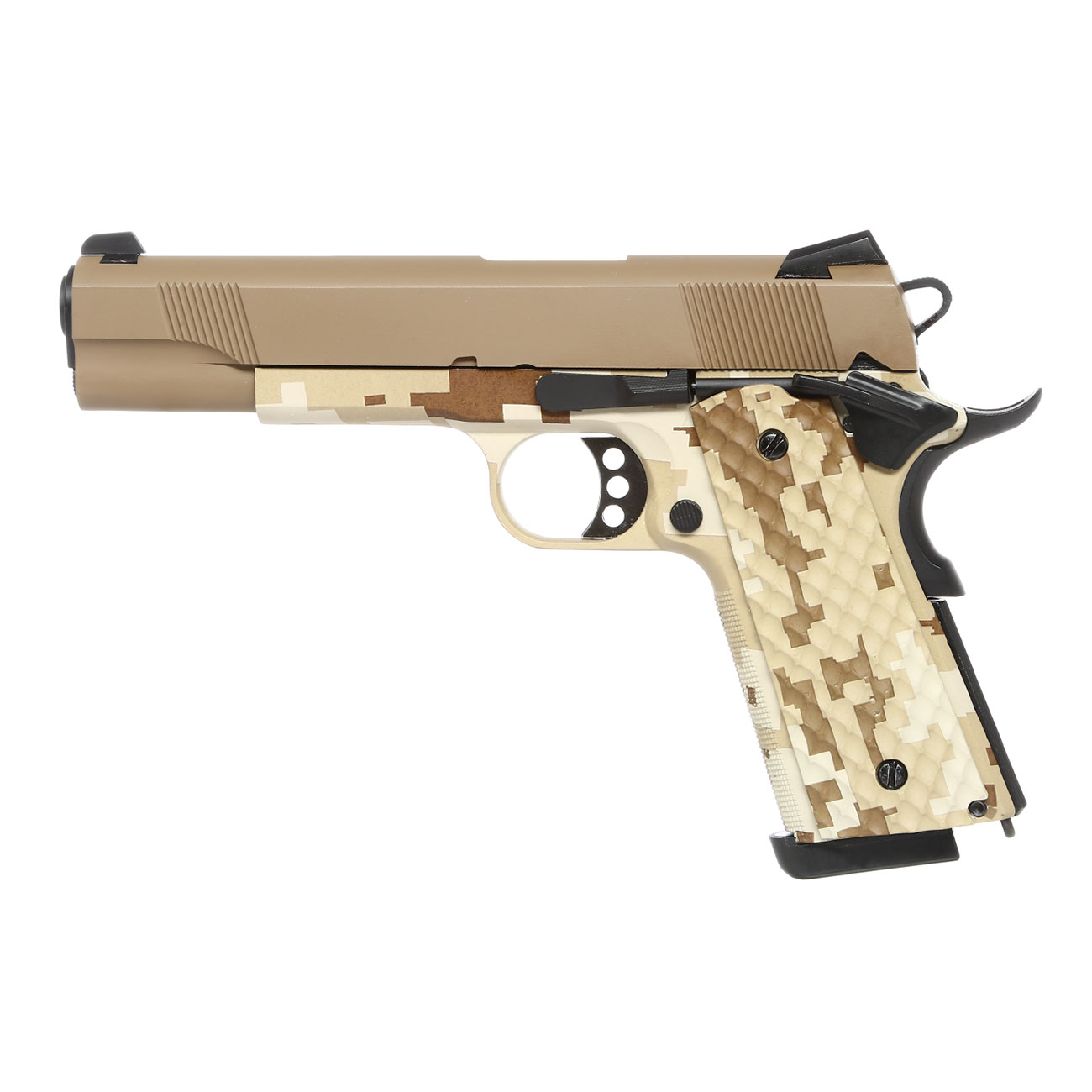 Nuprol Raven M1911 MEU Vollmetall GBB 6mm BB Tan / Digital Desert Bild 1