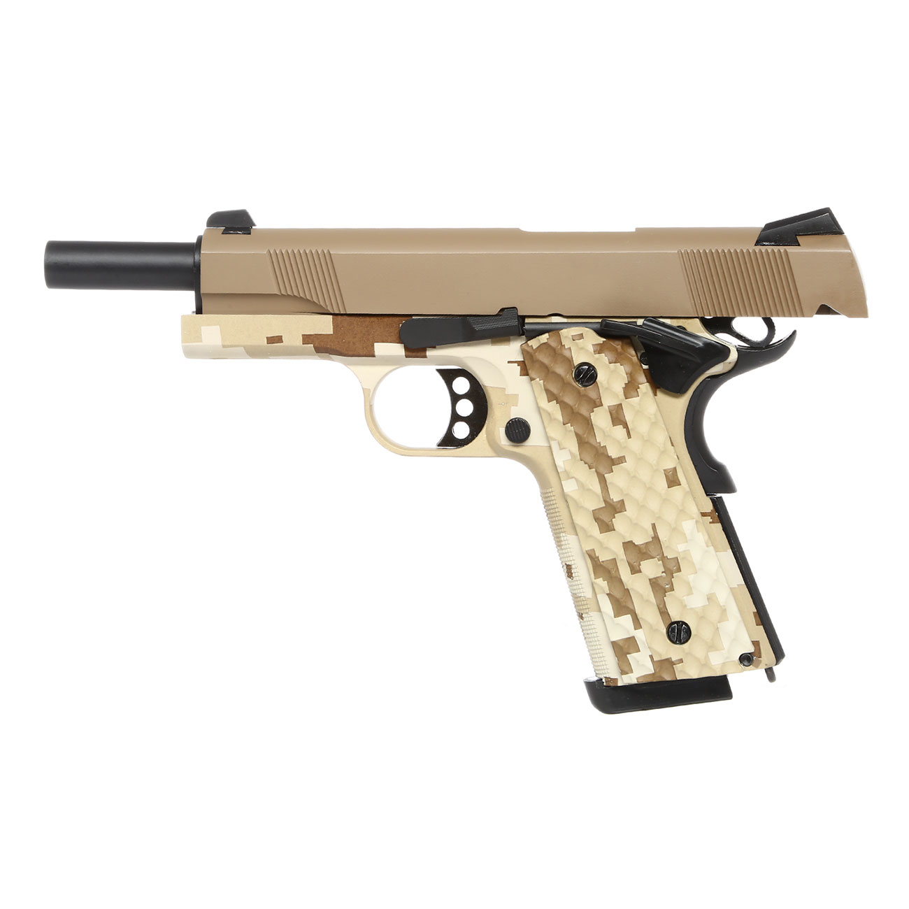 Nuprol Raven M1911 MEU Vollmetall GBB 6mm BB Tan / Digital Desert Bild 2