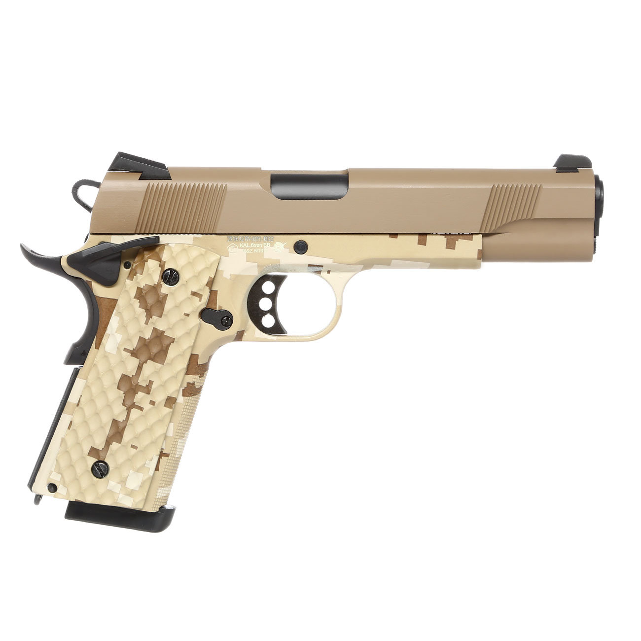 Nuprol Raven M1911 MEU Vollmetall GBB 6mm BB Tan / Digital Desert Bild 3